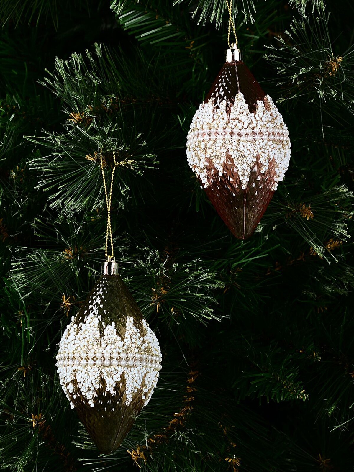 2x Rose Gold & Pink Lustrous Signature Textured Finial Drops | 12cm — image 3