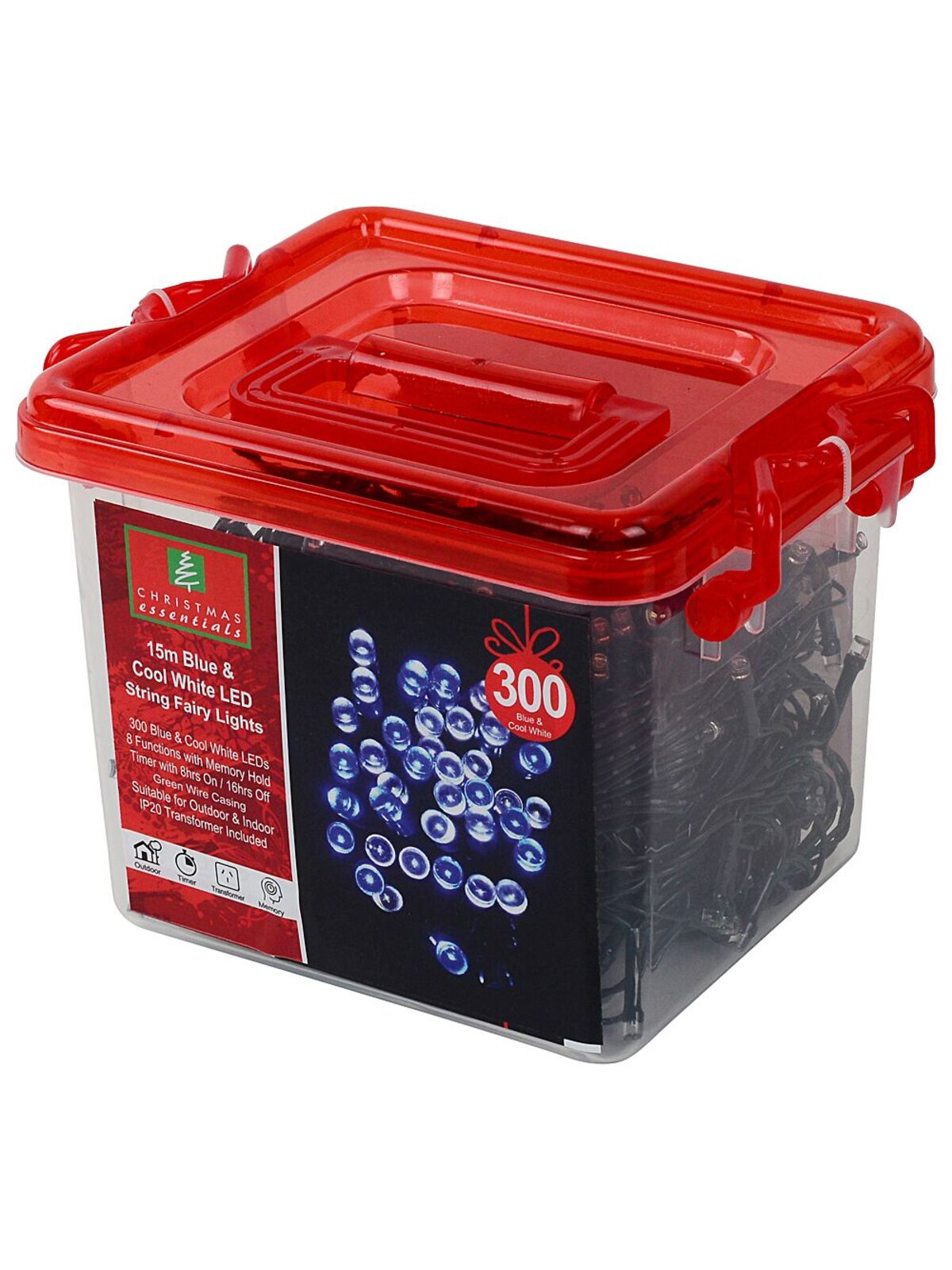 300 Blue & Cool White LED String Fairy Lights 8 Function With Timer | 15m — image 4