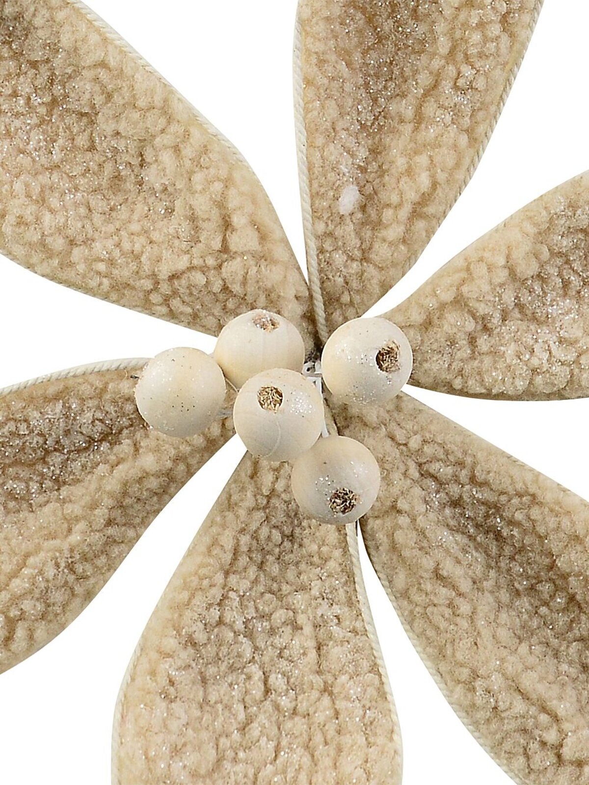 Light Brown Natural Wool Poinsettia Christmas Tree Clip Pick | 30cm — image 3