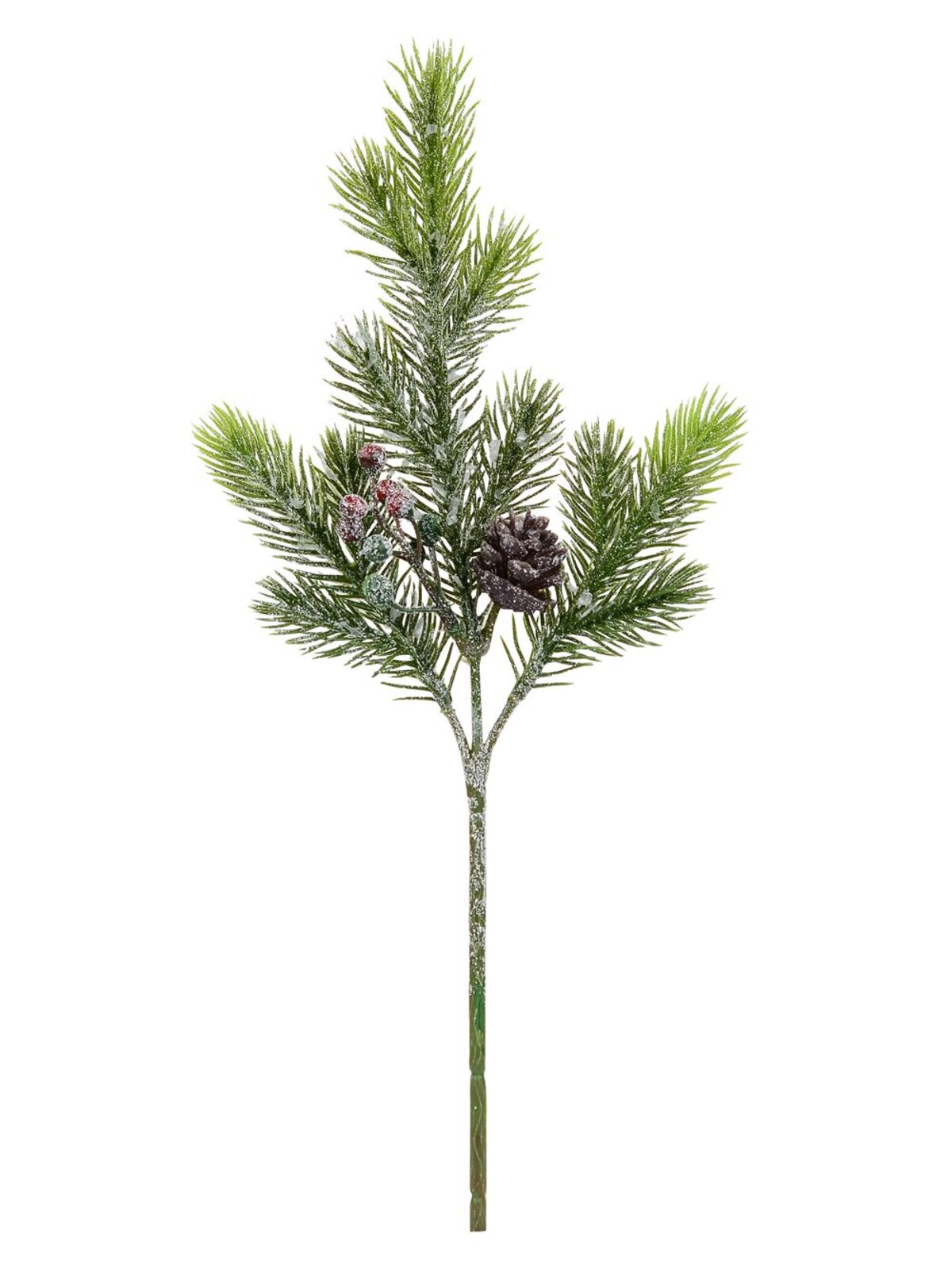 32cm Pinecone & Berry Frosted Natural Look Christmas Spray Stem Pick — image 3