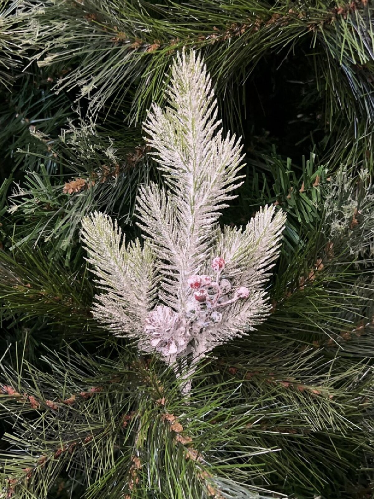 32cm Pinecone & Berry Frosted Natural Look Christmas Spray Stem Pick — image 2