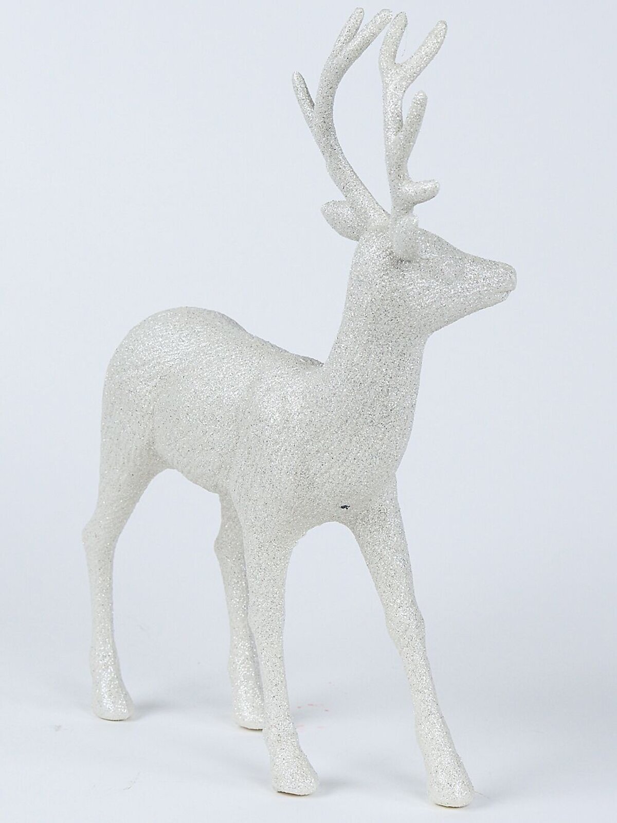 32cm White & Silver Glitter Standing Reindeer Ornament — image 4