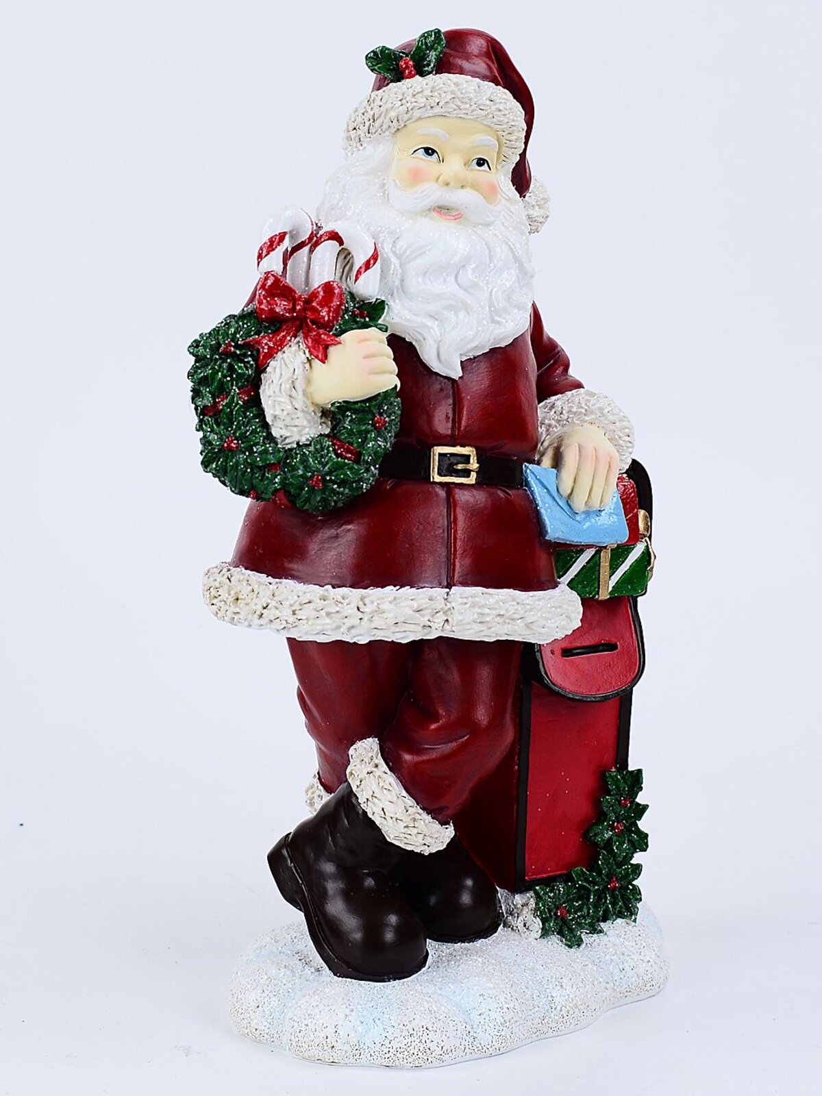 33cm Classic Santa Claus & Mail Post Box Decorative Resin Statue Ornament — image 4