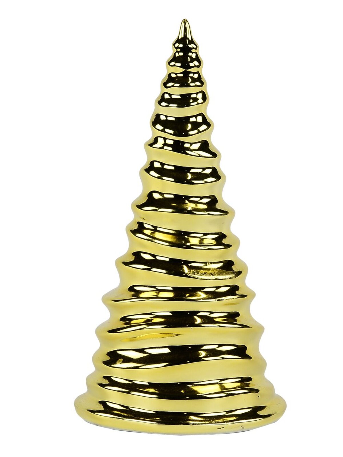 Gold Ridge Ceramic Tabletop Christmas Tree With Wooden Base | 33cm — image 3