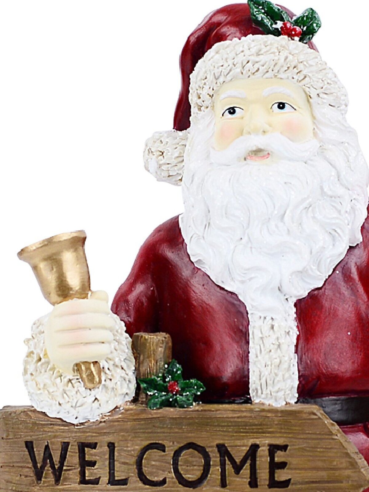 34cm Classic Santa & Welcome Signpost Christmas Resin Figurine — image 5