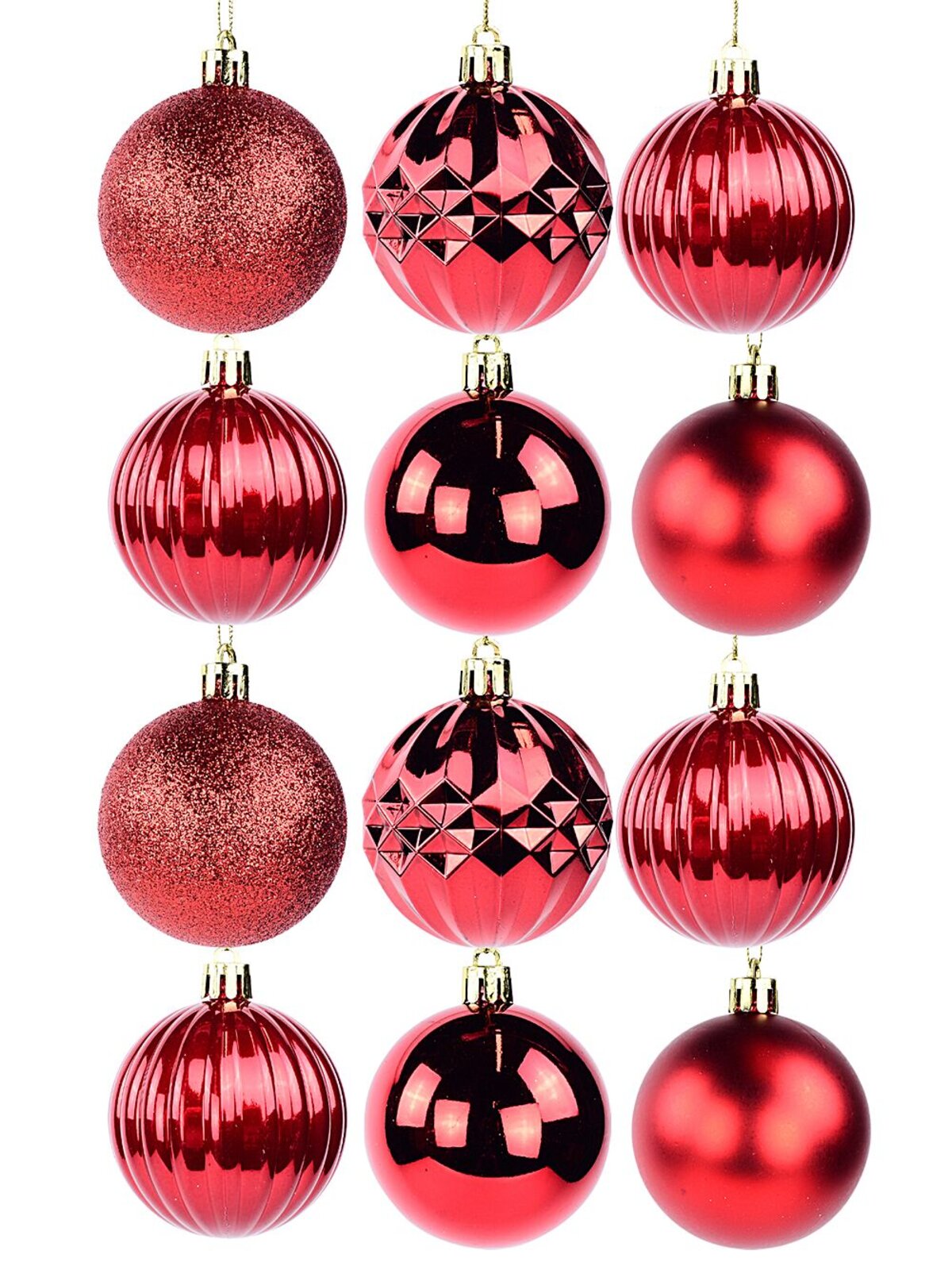 35x Red Shiny Matte Glitter & Pearl Essential Baubles | 60mm — image 3