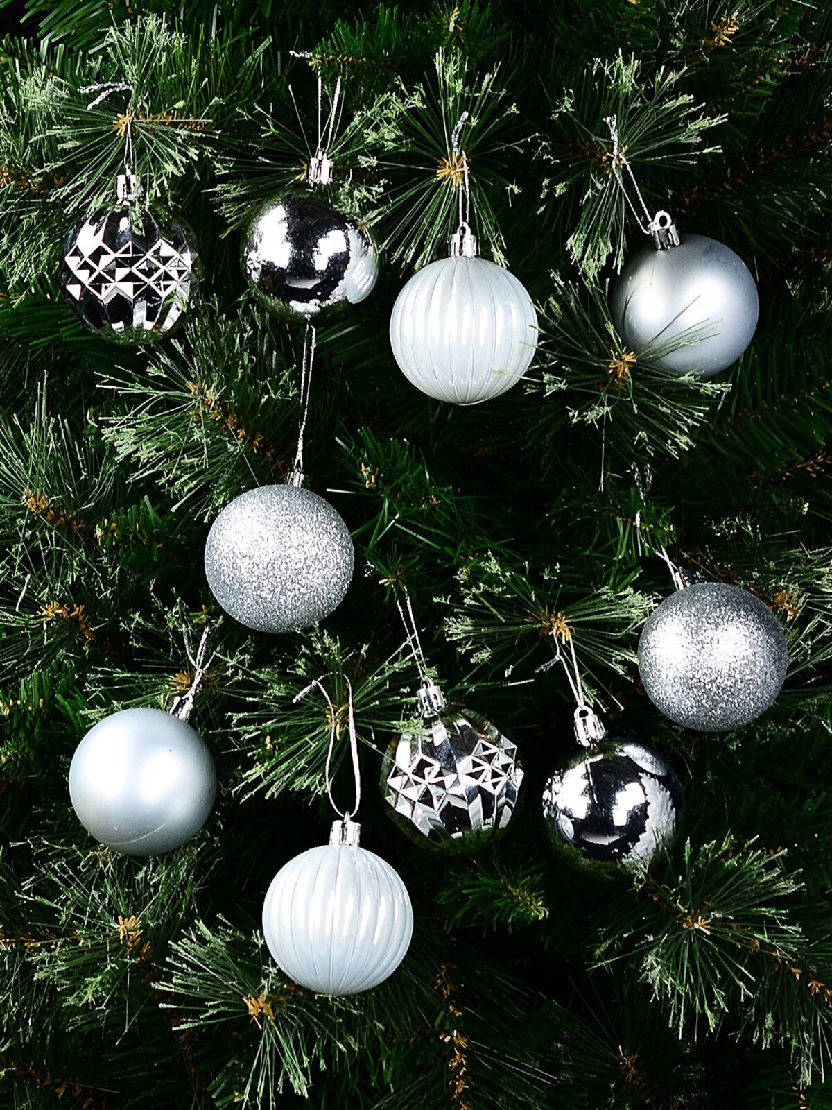 35x Timeless Silver Mixed Essential Baubles | 60mm — image 2