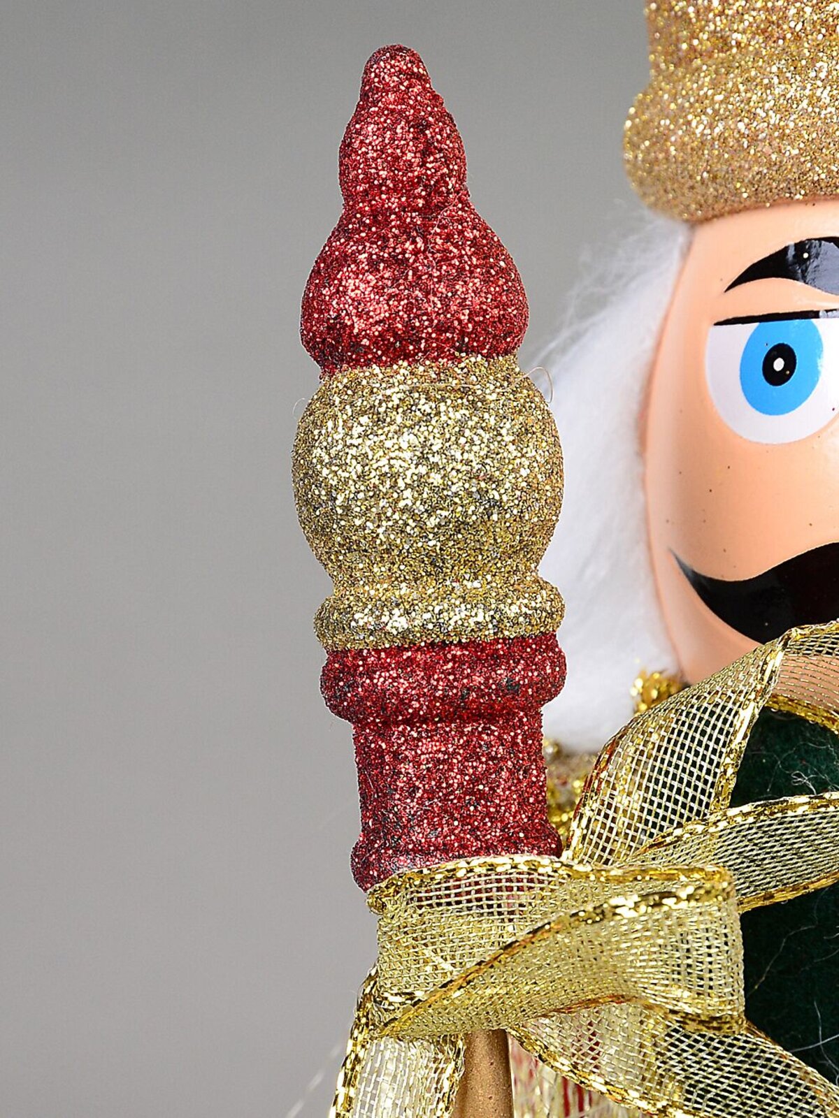 39cm Classic Nutcracker With Finial Staff Decorative Ornament