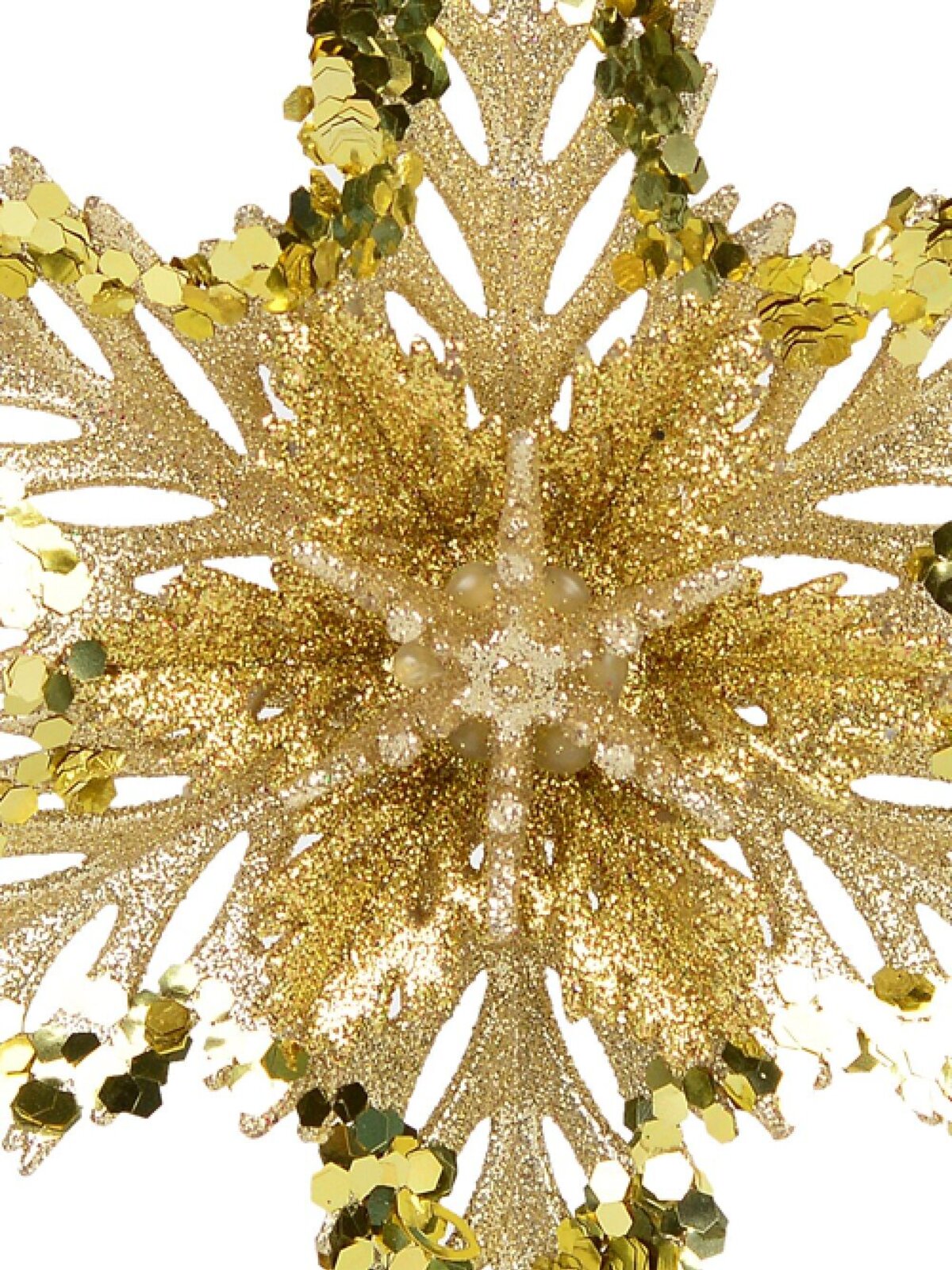 3D Gold Snowflake With Sequins Christmas Tree Hanging Decoration - 15cm — image 2