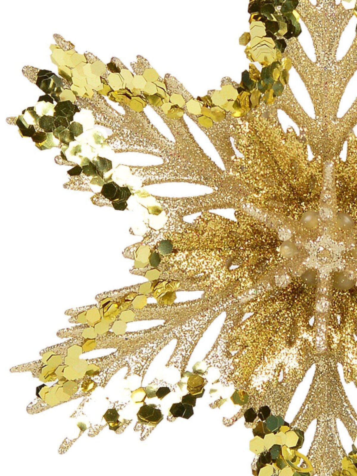 3D Gold Snowflake With Sequins Christmas Tree Hanging Decoration - 15cm — image 3