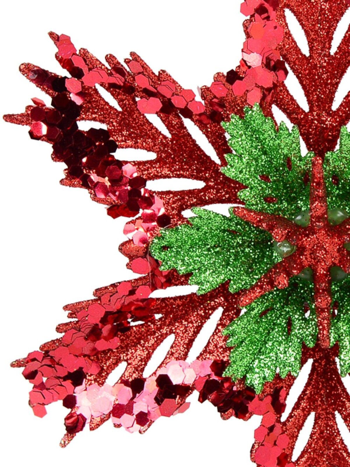 3D Red & Green Snowflake Christmas Tree Hanging Decoration - 15cm — image 3
