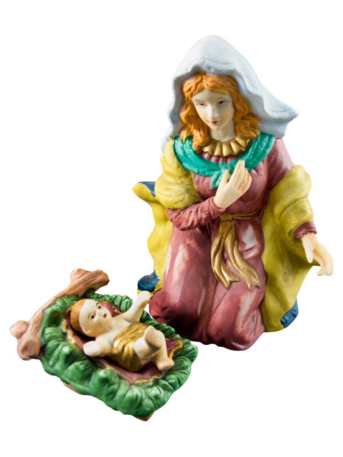 3D Set With Real Wooden Stable & 11 Porcelain Figurines Nativity Scenes - 59cm