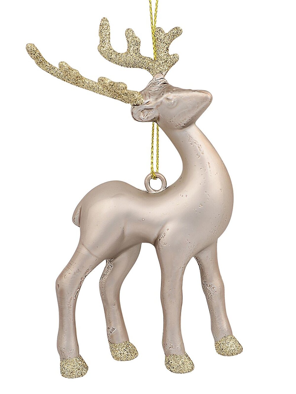 3x 12cm White, Silver & Gold Reindeer Christmas Tree Hanging Decorations — image 4