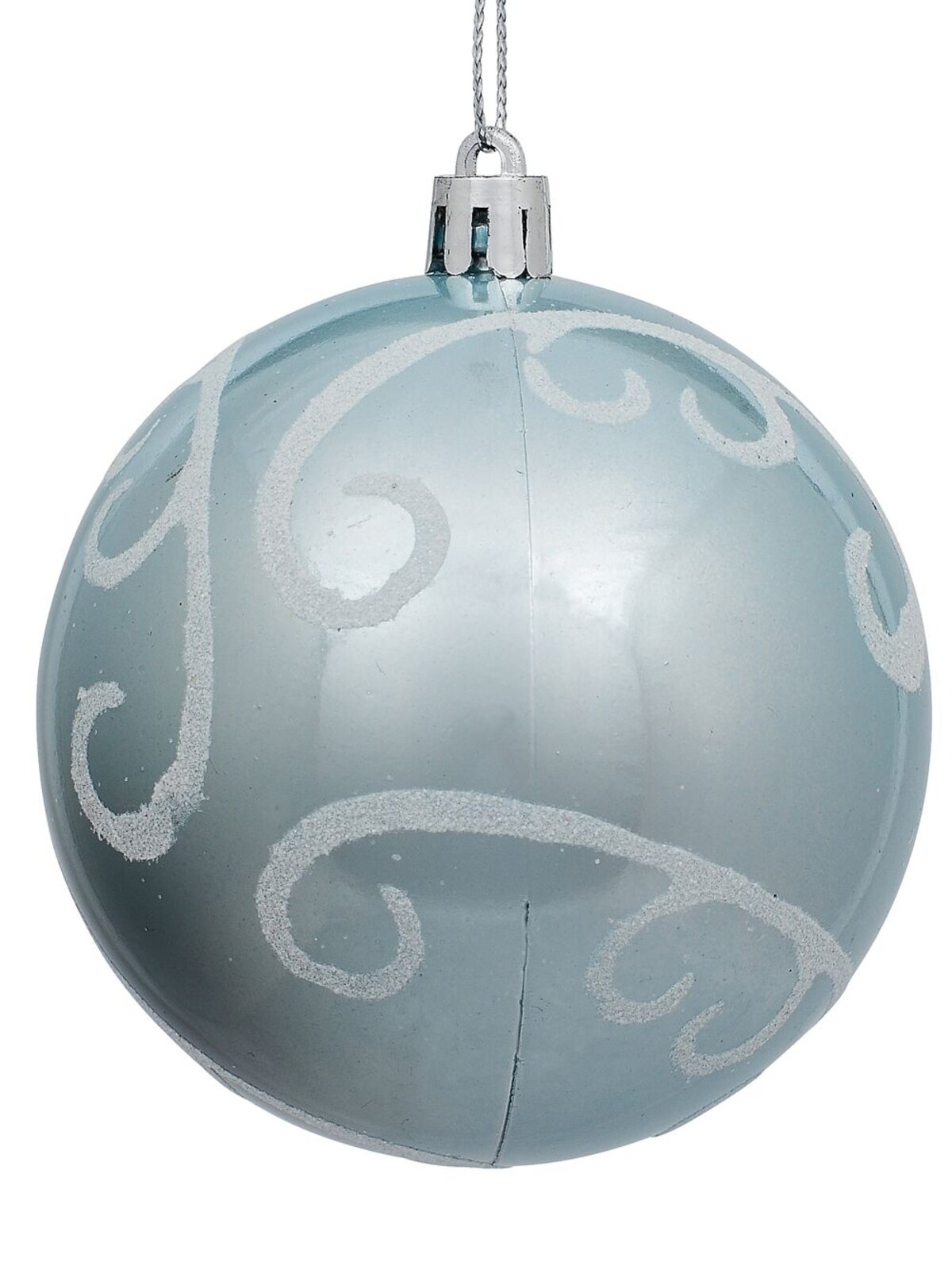 3x Dynamic Ice Blue Statement White Glitter Swirl Baubles | 80mm — image 3