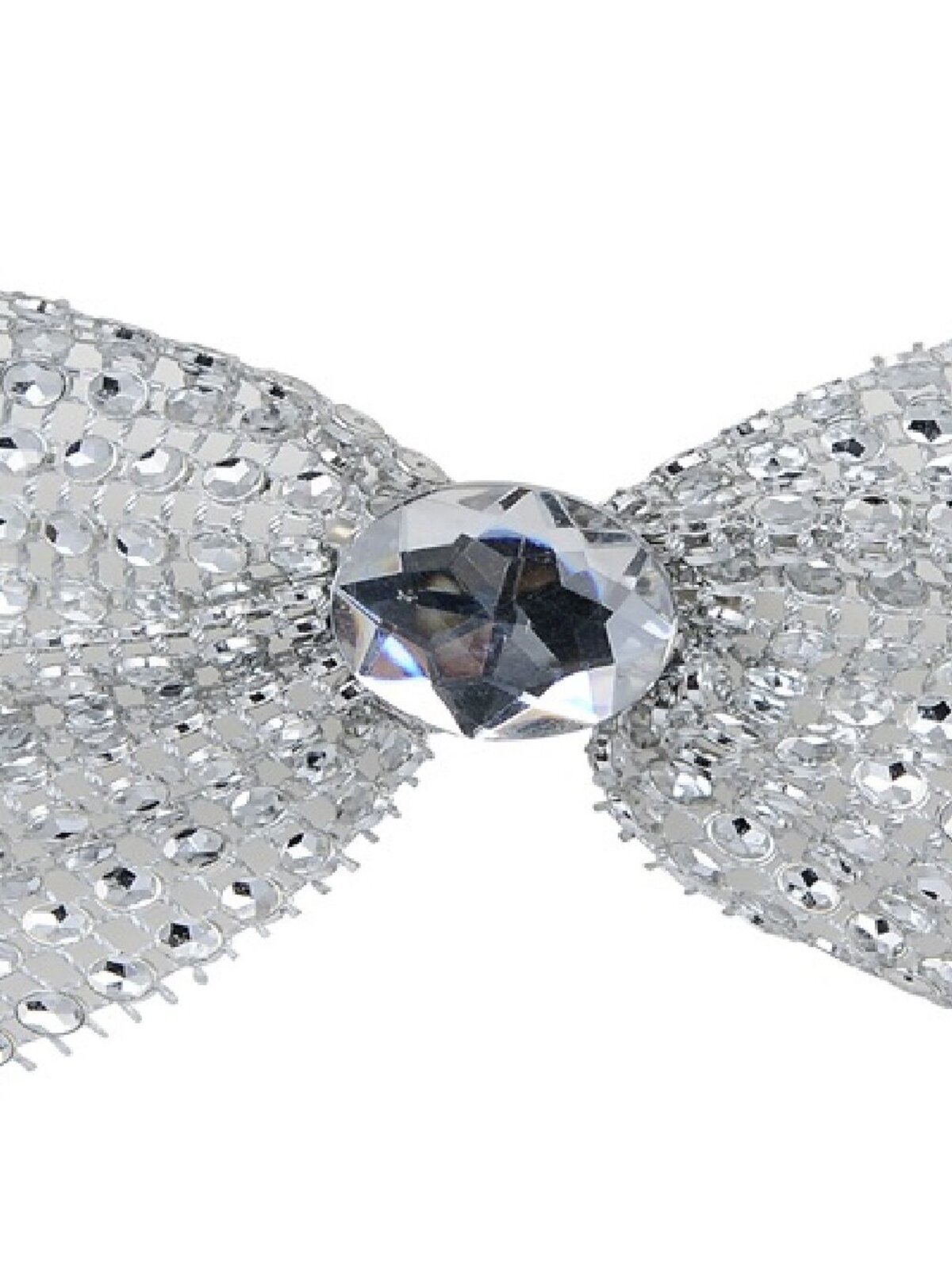 3x Silver Mesh Bowties With Diamante Christmas Tree Clip Ornaments | 11cm — image 3