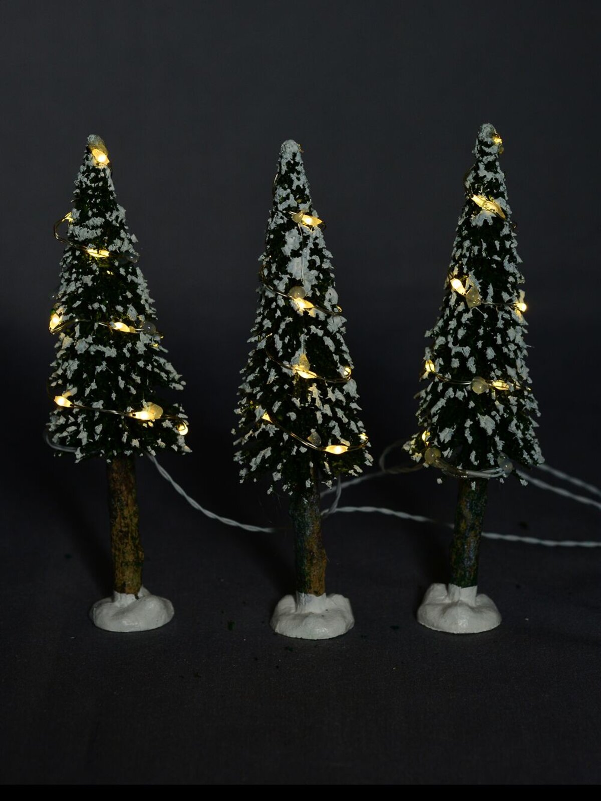 3x Snow Flocked LED Pine Trees Village Scenery | 14cm — image 5
