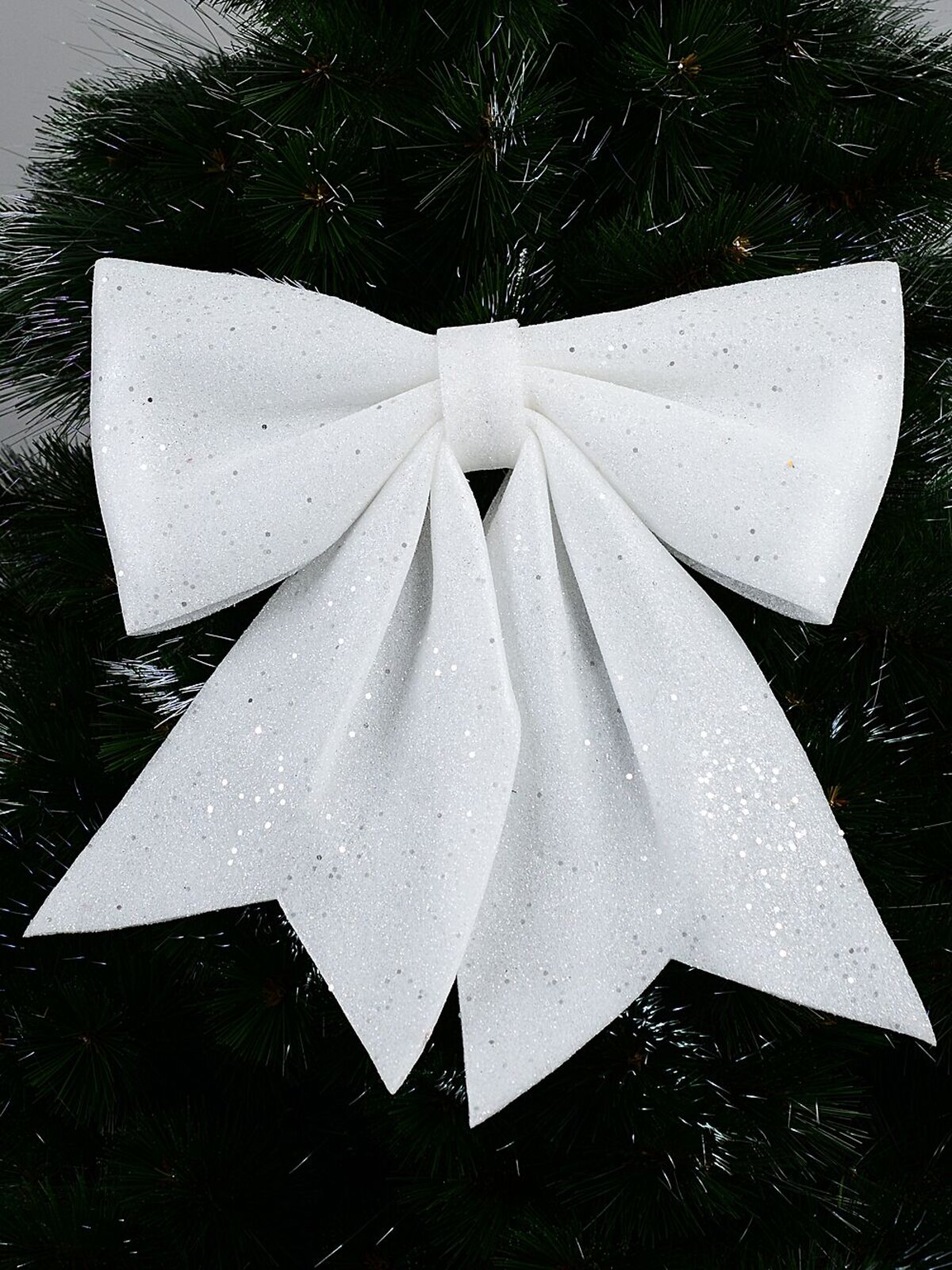 White Glitter & Sequin Adorned Timeless Monumental Bow | 40cm — image 2