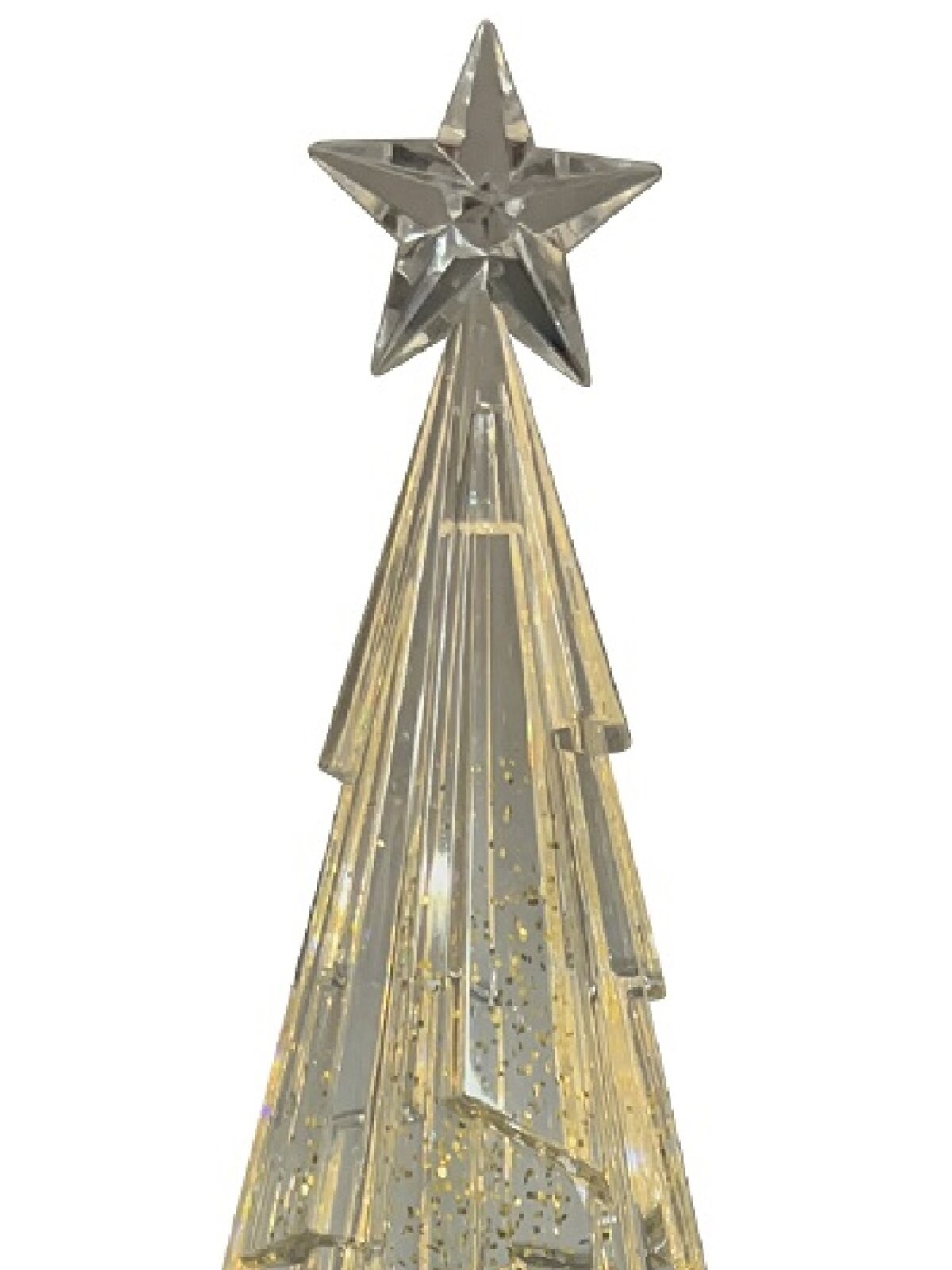 43cm Clear Ice Shard Christmas Tree With Gold Base Snow Globe Ornament — image 3
