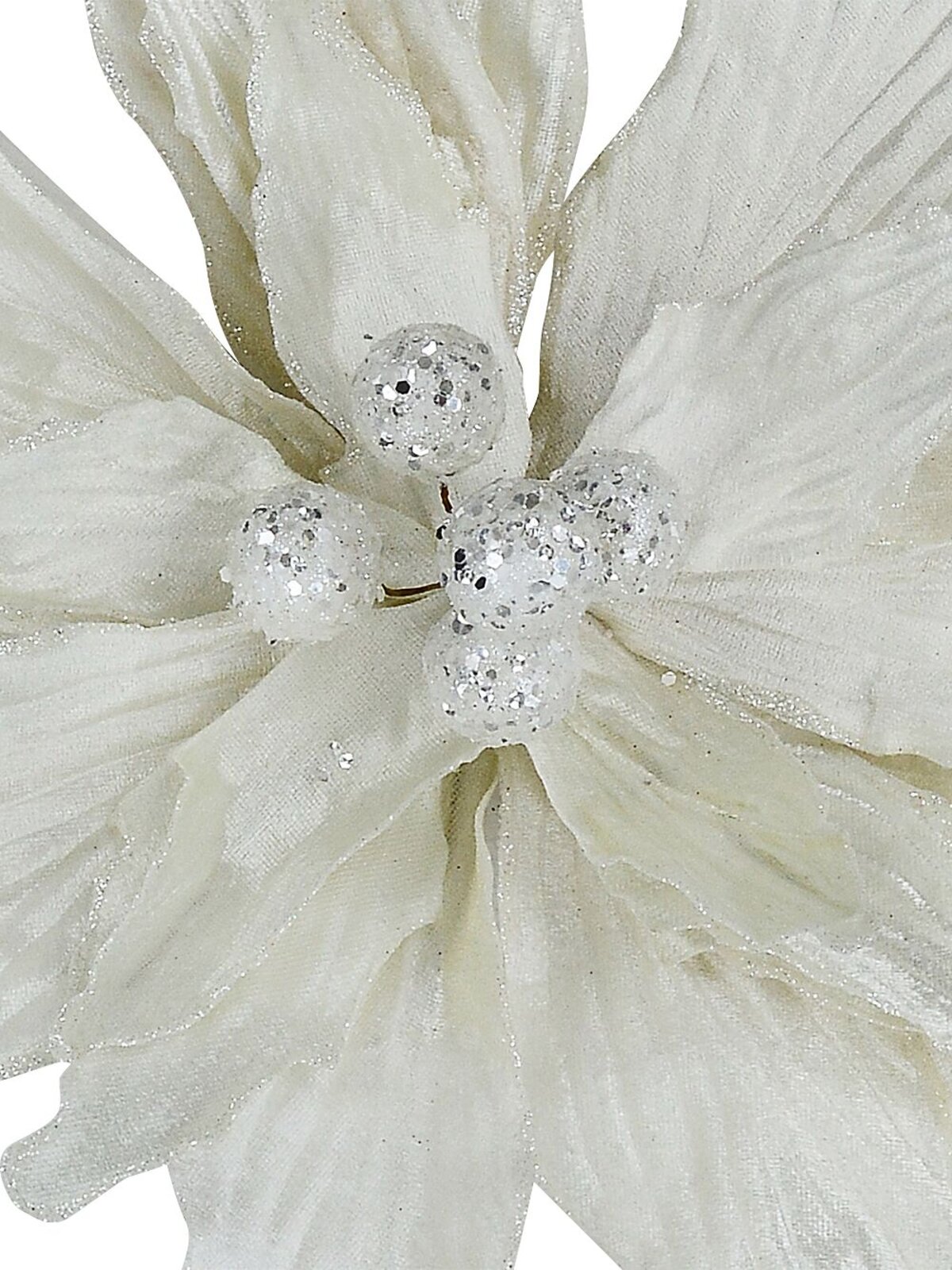 Large Ivory Poinsettia With Glitter & Sequins Christmas Clip Pick | 44cm — image 3