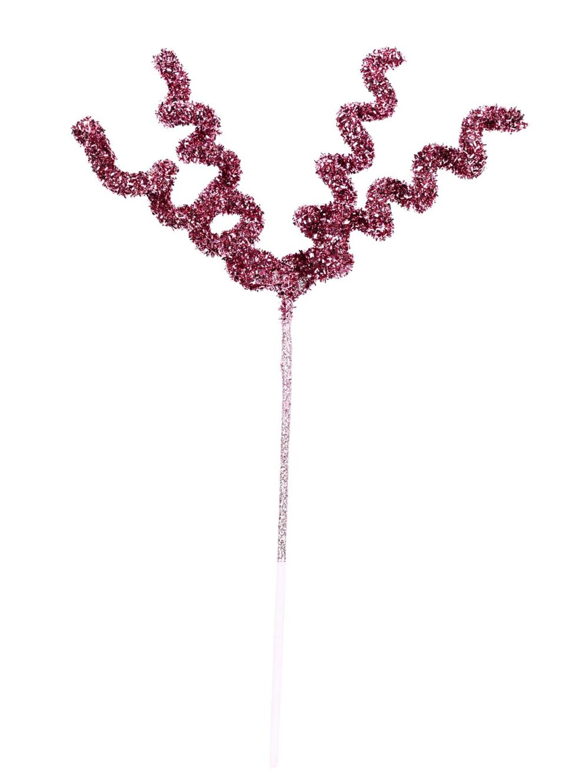 44cm Pink Tinsel Fleck Curls & Swirls Spray Long Christmas Stem — image 3