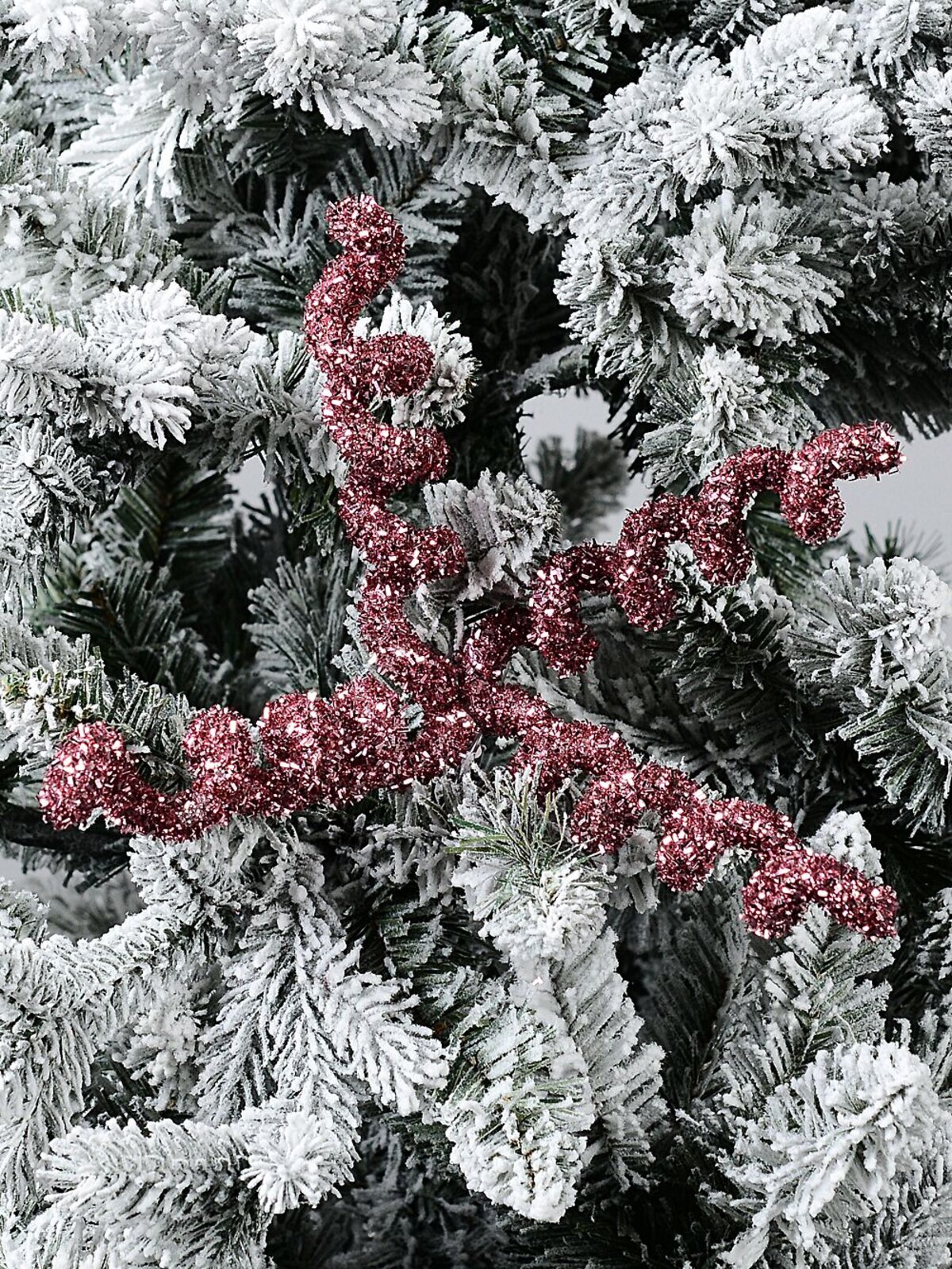 44cm Pink Tinsel Fleck Curls & Swirls Spray Long Christmas Stem — image 2