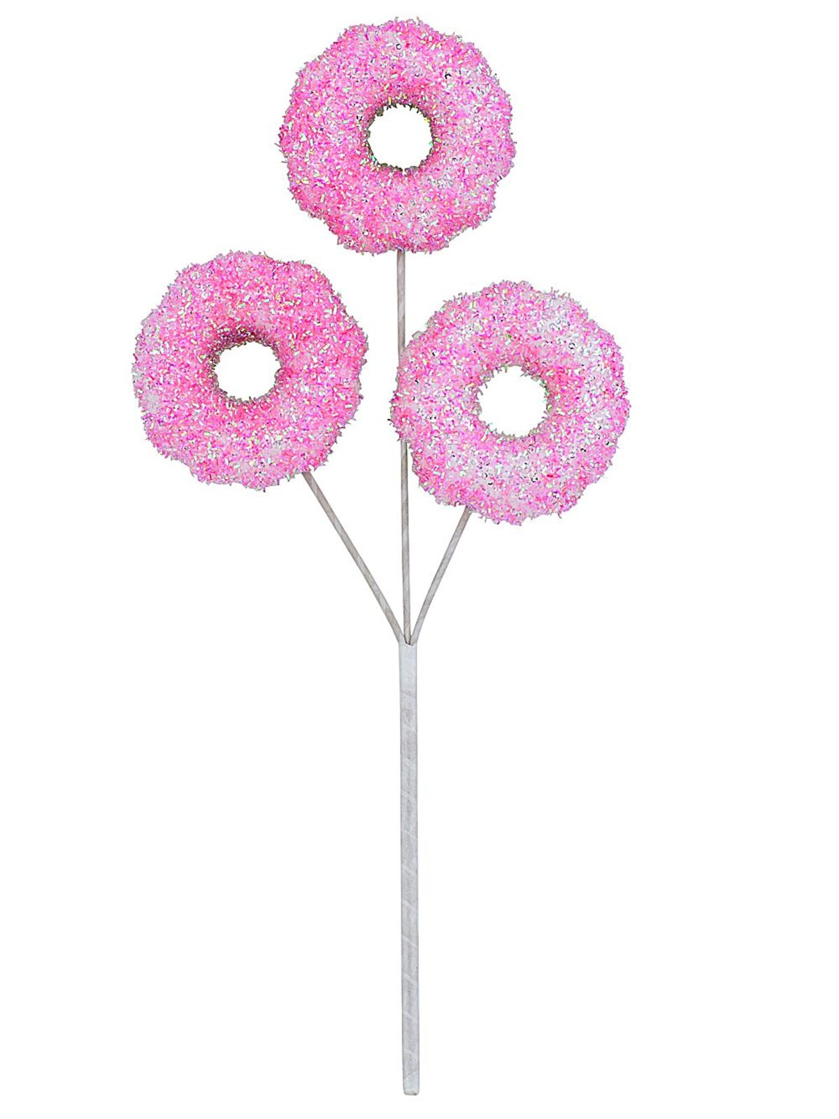 Pink Tinsel Doughnuts With Iridescent Sequins Long Christmas Stem | 46cm — image 4