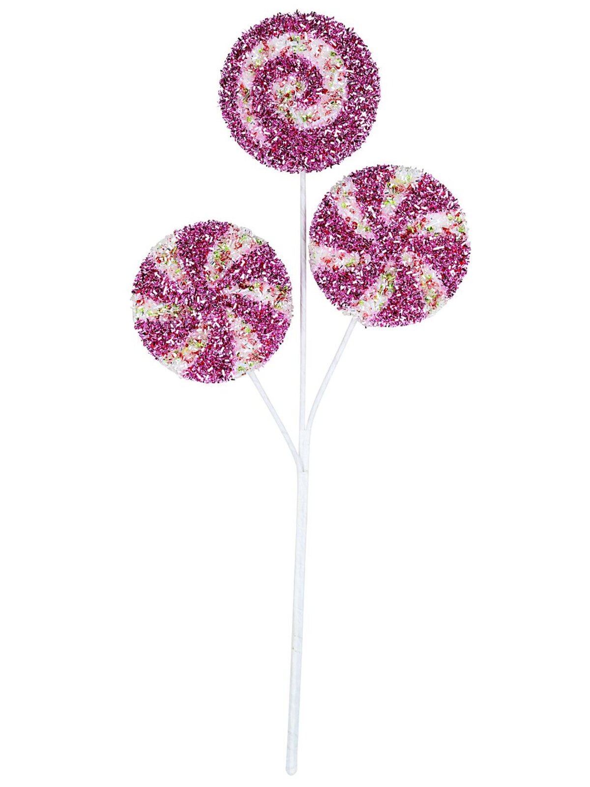 Pink & White Spiral Swirl Tinsel Plaque Long Christmas Stem | 46cm — image 3