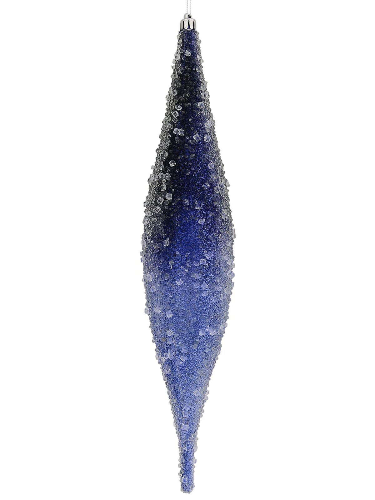 4x 33cm Blue With Frost Look Christmas Oval Finials — image 3