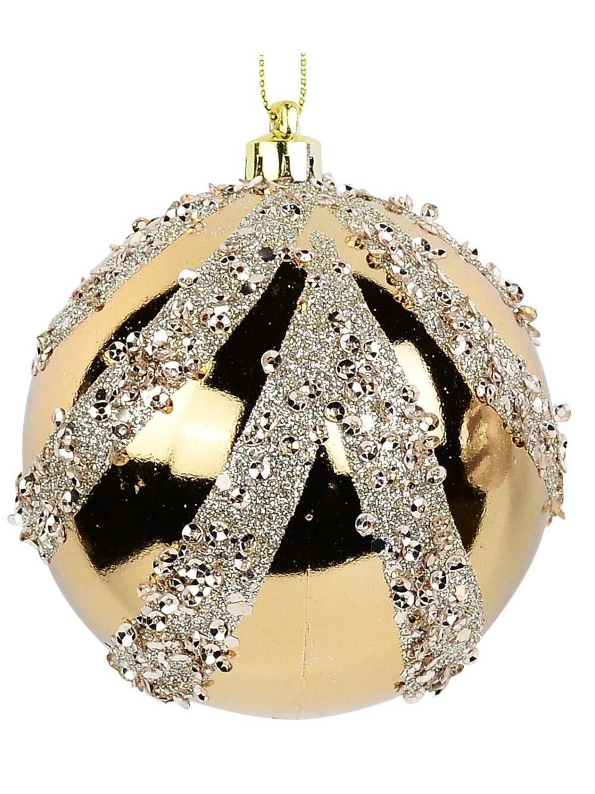 4x 80mm Pink & Gold Baubles With Sequin & Glitter Ribbon Bow Pattern — image 3