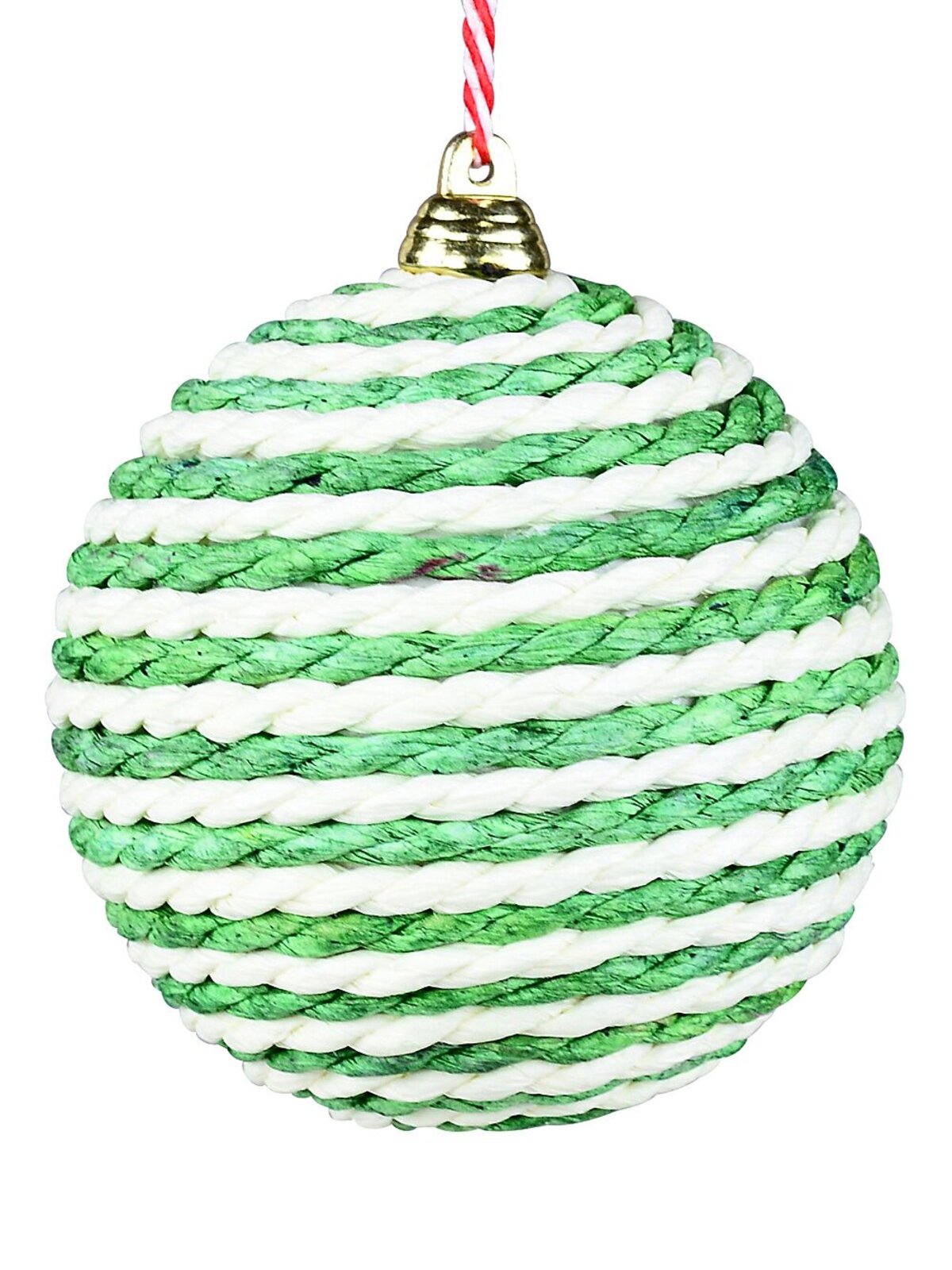 4x Authentic Natural, Red & Green Statement Paper Rope Baubles | 80mm — image 3