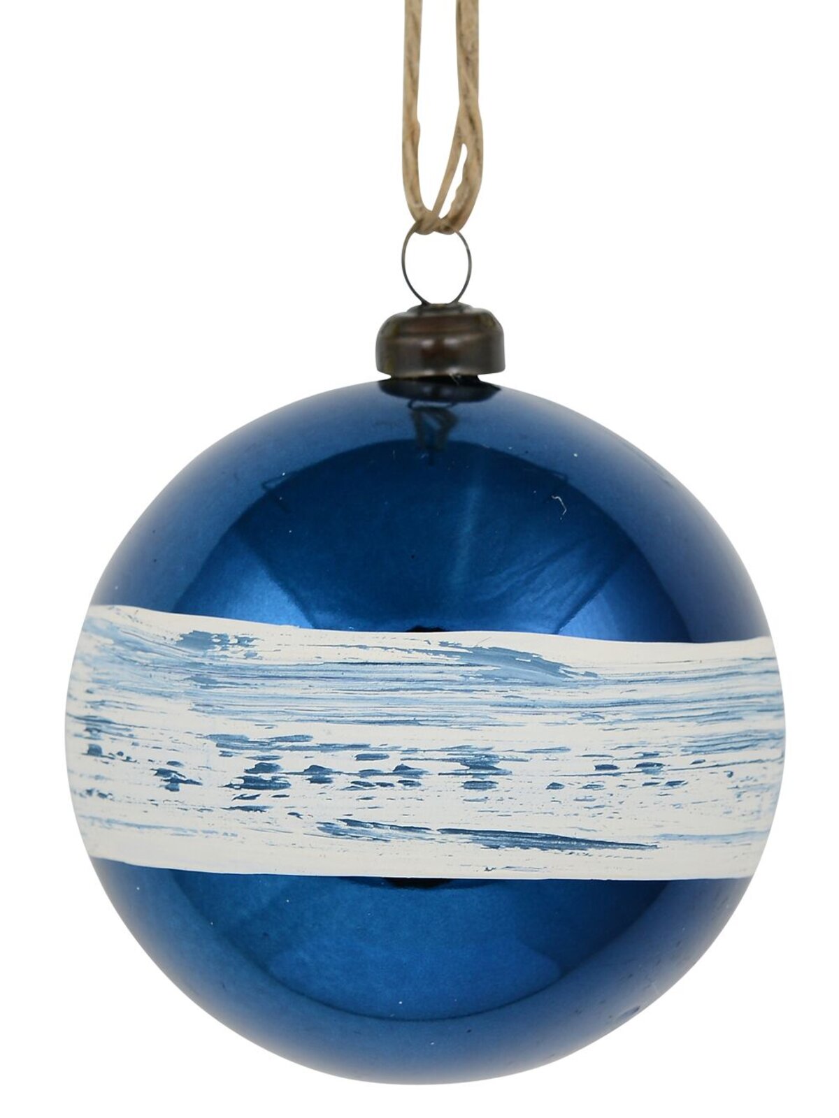 4x Dynamic Blue Statement Hand Painted Ribbon Stripe Baubles | 80mm — image 3