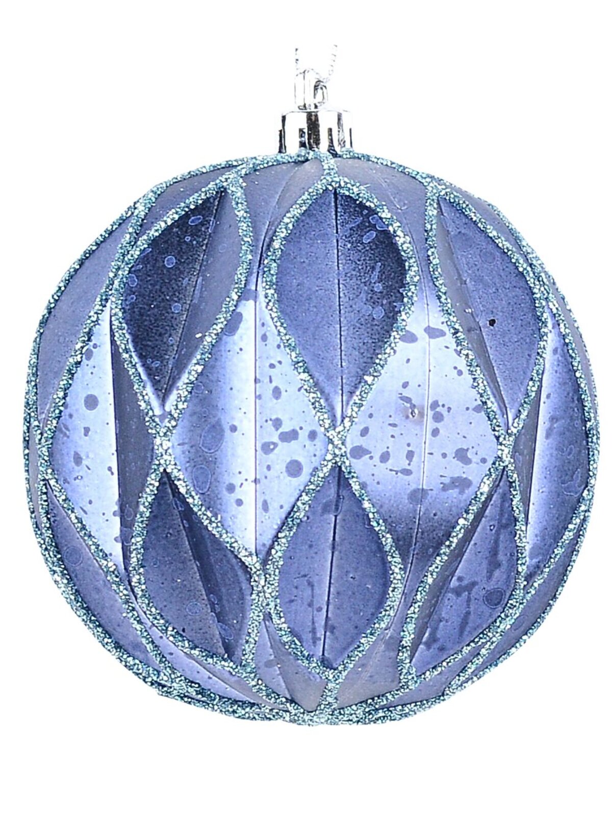 4x Dynamic Light & Dark Blue Statement Geometric Glitter Baubles | 80mm — image 3