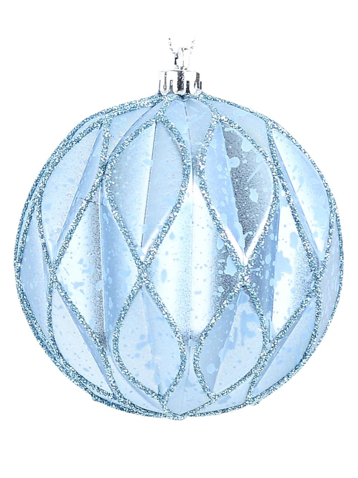 4x Dynamic Light & Dark Blue Statement Geometric Glitter Baubles | 80mm — image 4
