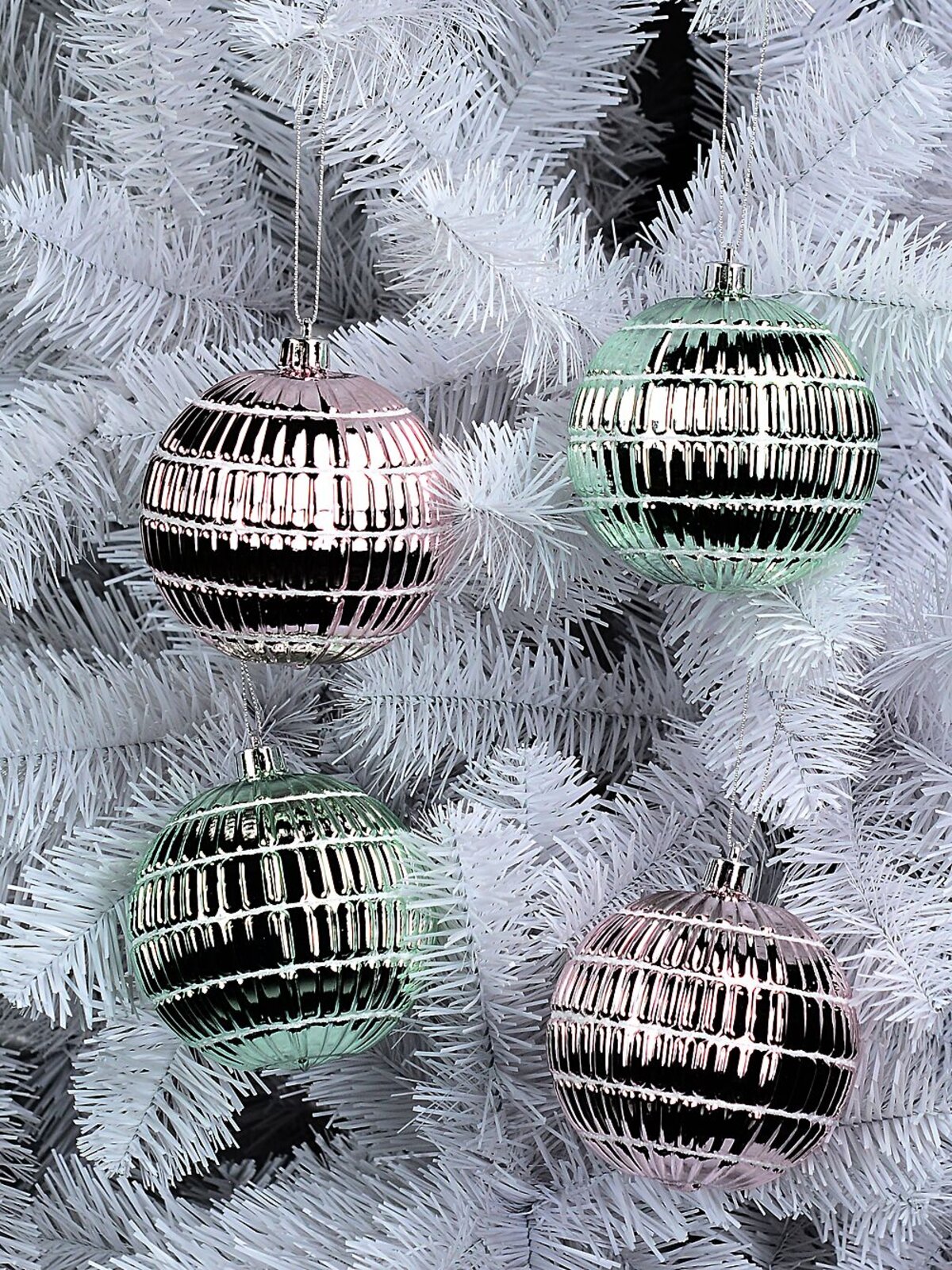 4x Dynamic Pink & Teal Signature Ridge Textured Baubles | 10cm — image 2