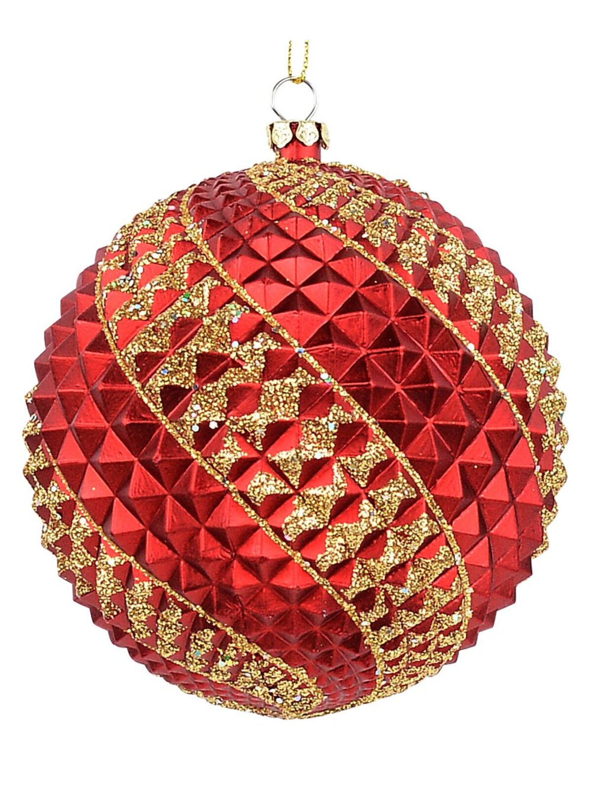 4x Dynamic Red & Green Signature Durian Gold Swirl Baubles | 10cm — image 7
