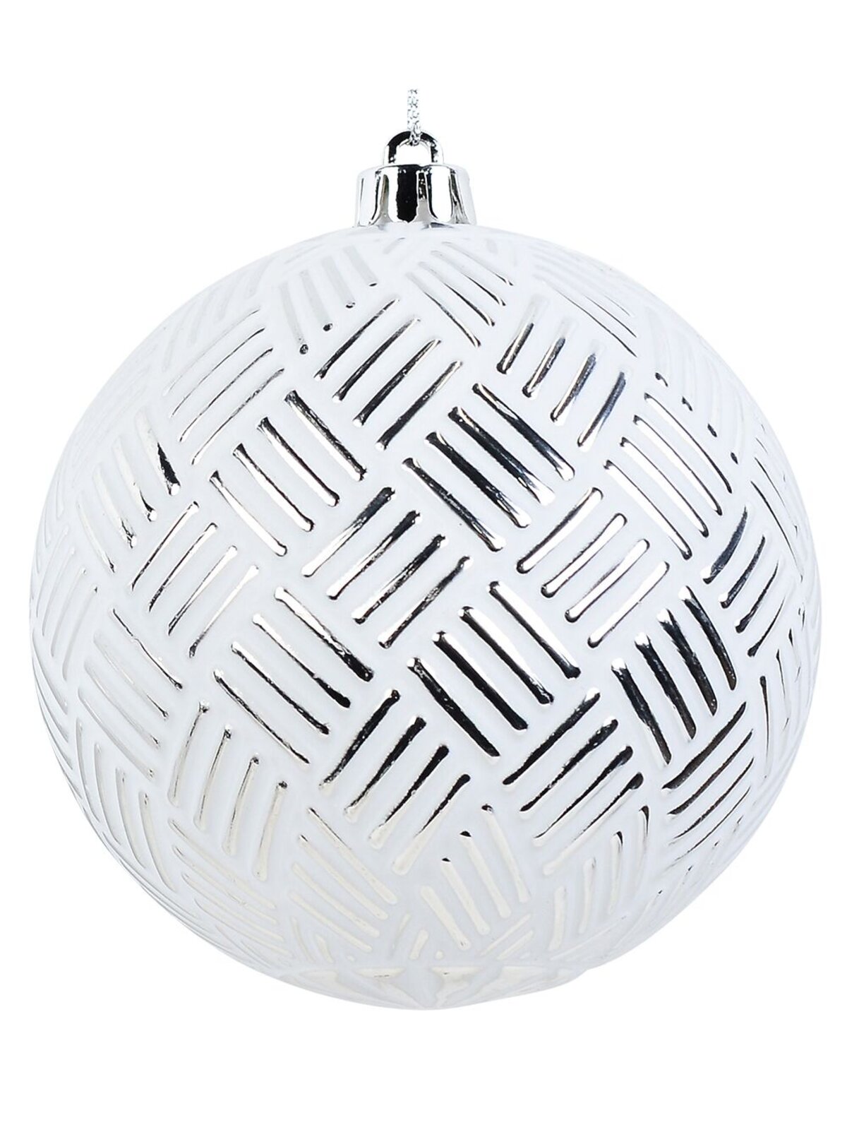 4x Dynamic White & Silver Signature Multi Textured Baubles | 10cm — image 7