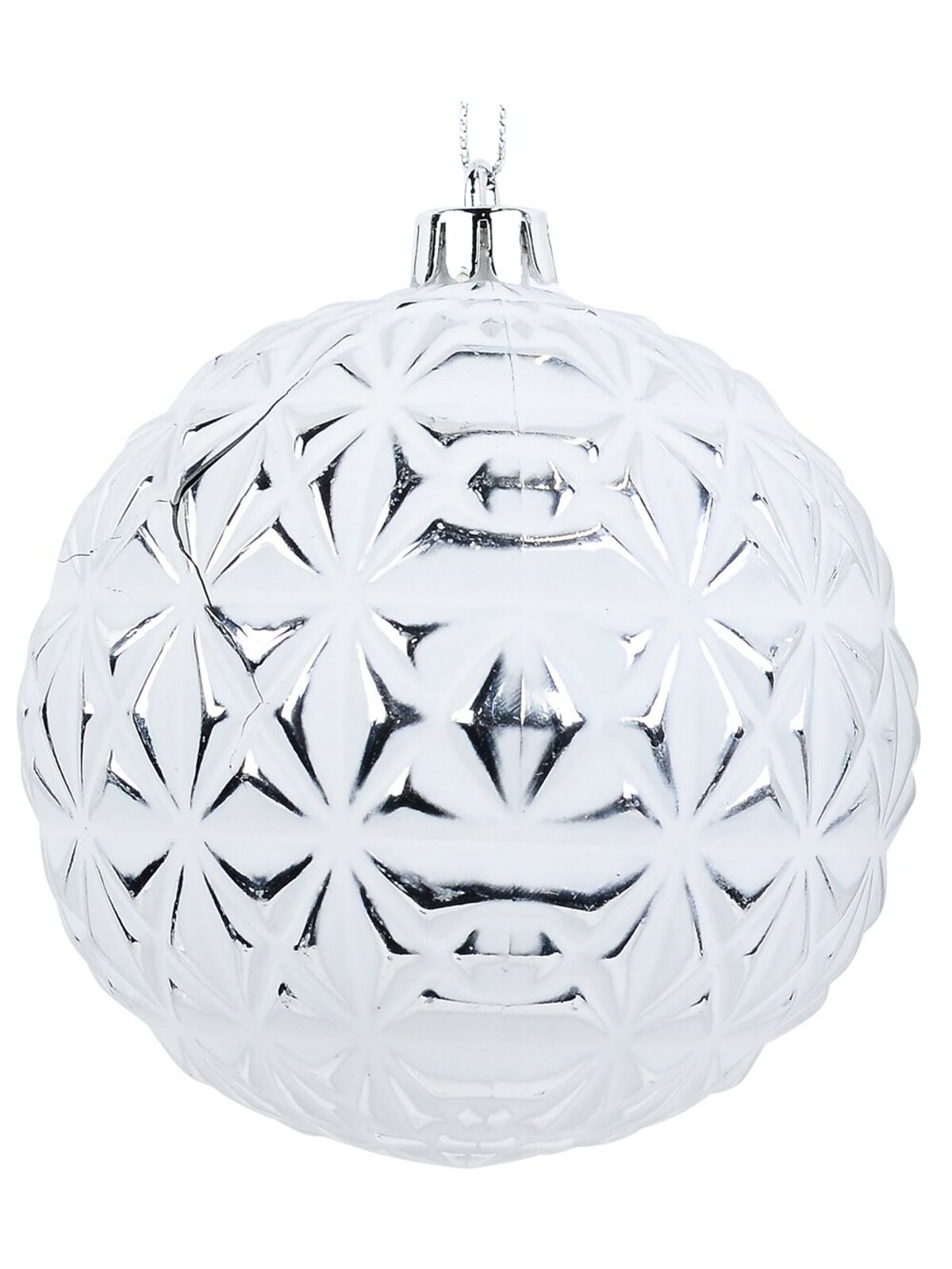 4x Dynamic White & Silver Signature Multi Textured Baubles | 10cm — image 8