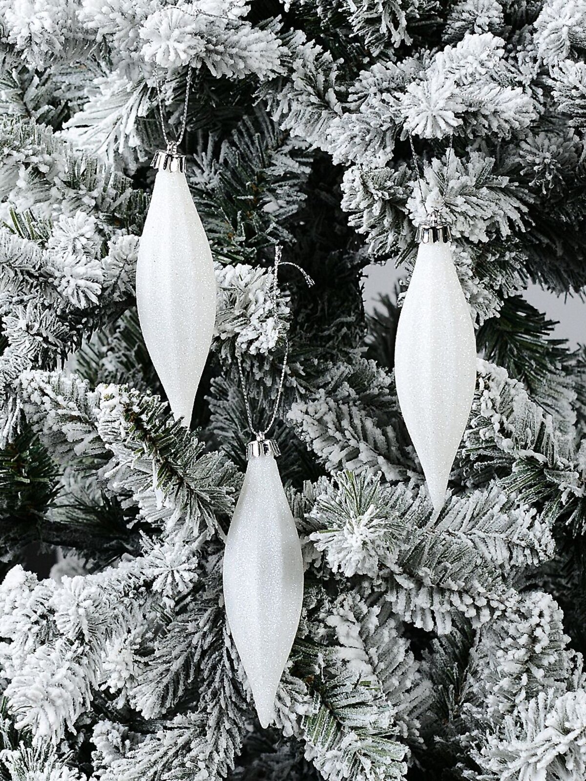 4x Icy White Lustrous Signature Iridescent Finial Drop | 14cm — image 2