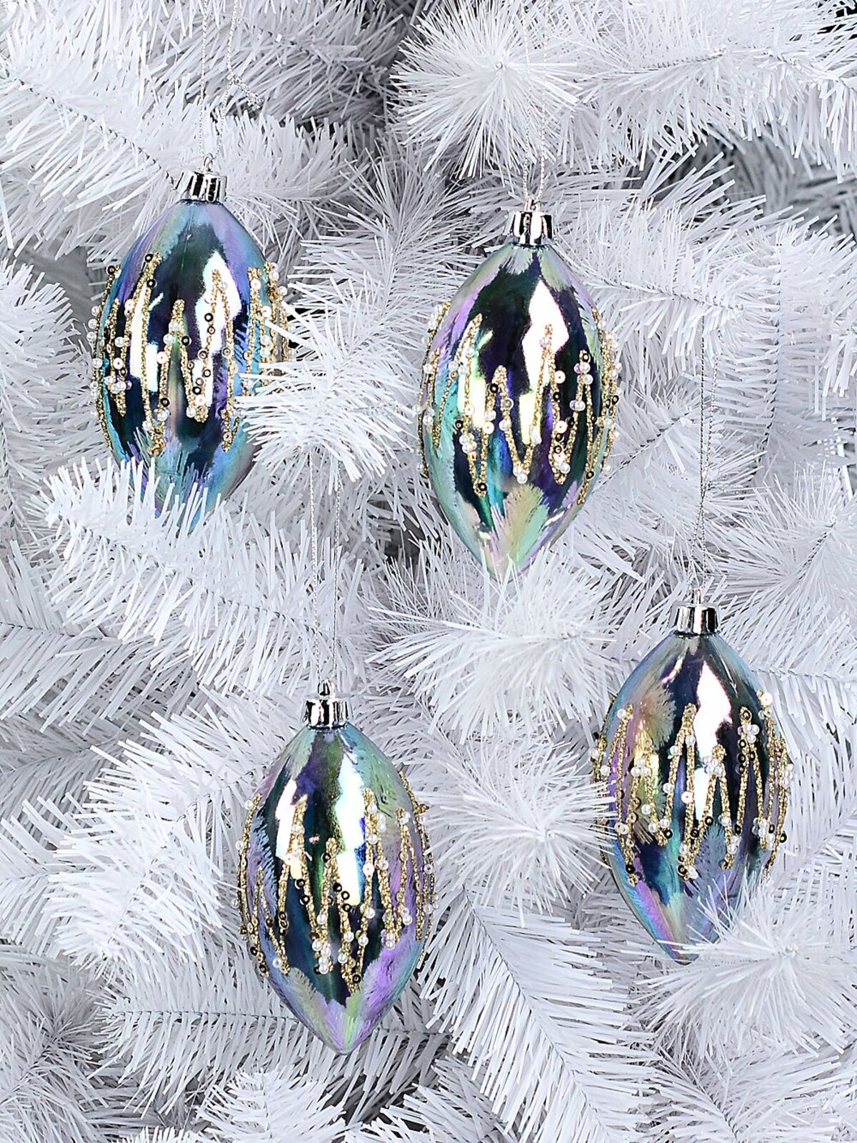 4x Iridescent Lustrous Signature Beaded Finial Drops | 12cm — image 2