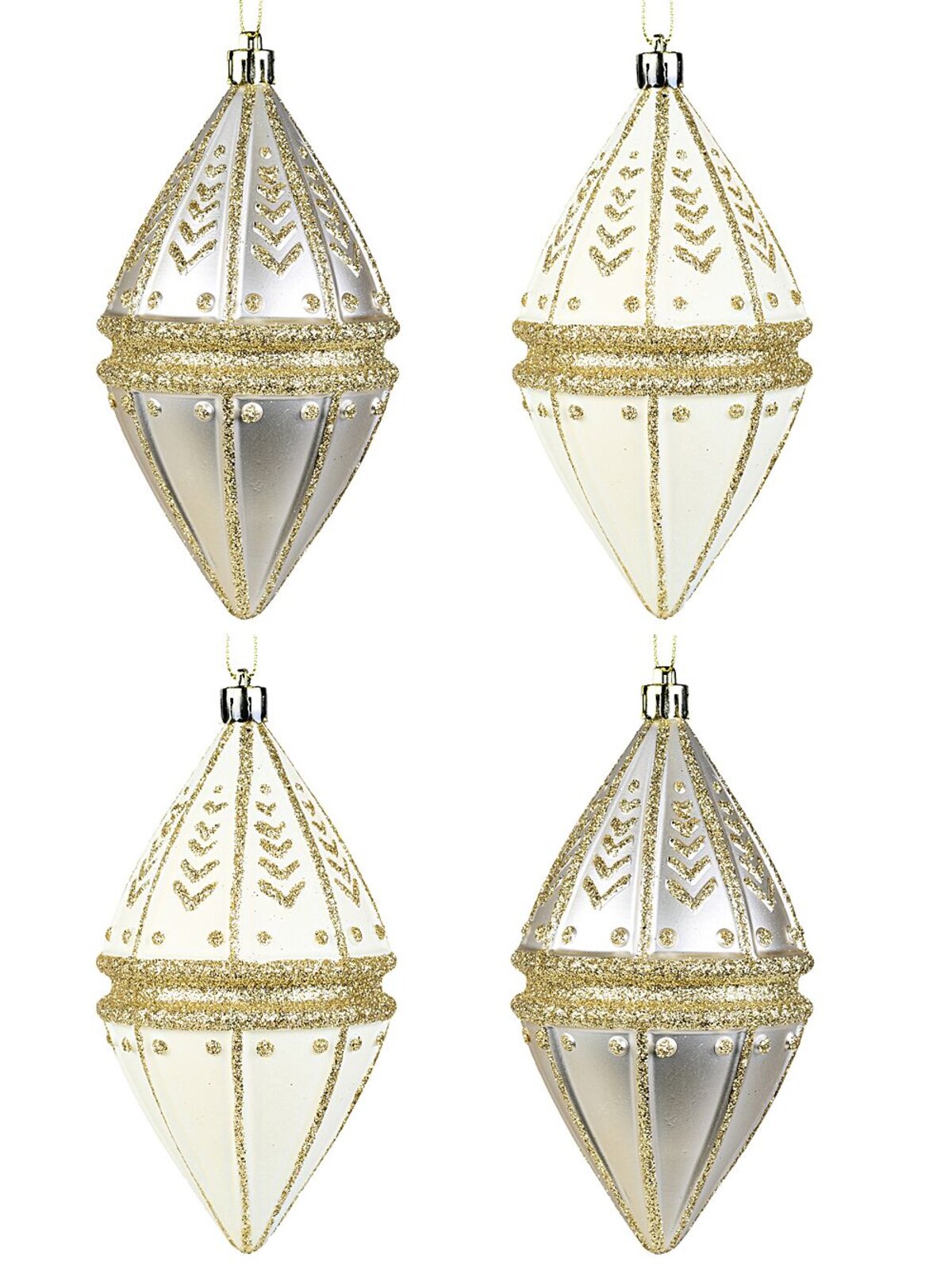 4x Ivory & Silver Lustrous Signature Gold Embellished Finial Drops | 14cm — image 3