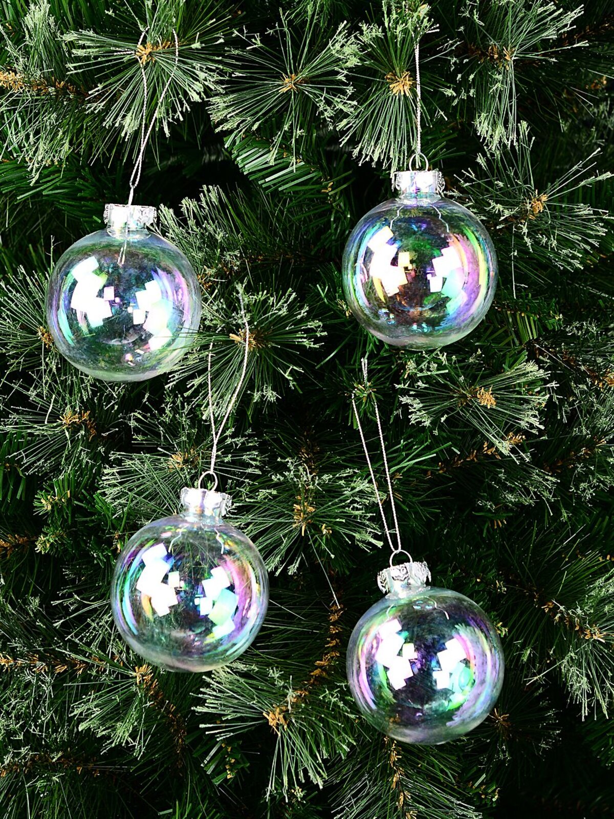4x Lustrous Clear Iridescent Signature Soap Bubble Baubles | 10cm — image 2