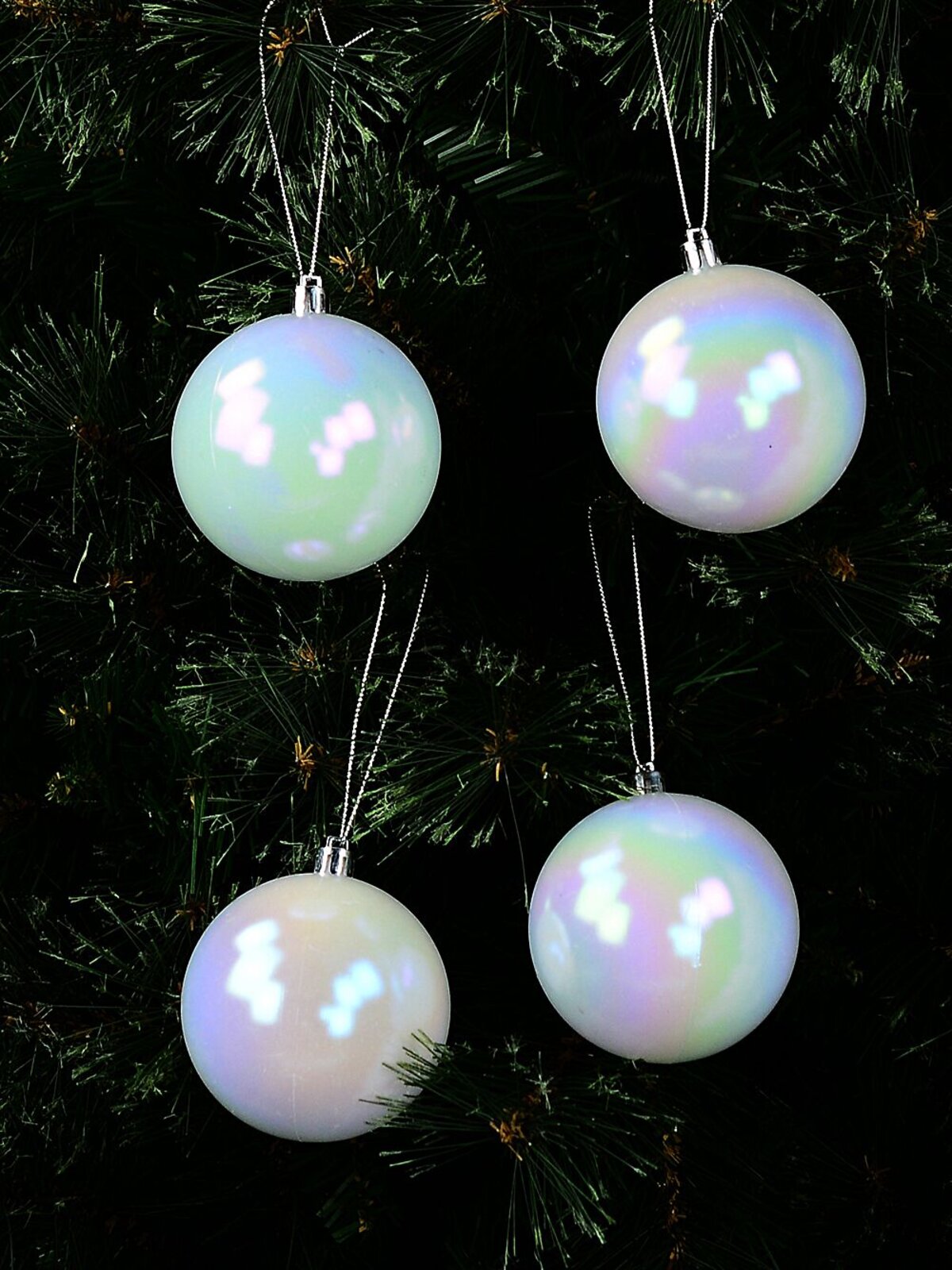 4x Lustrous Matte White Statement Iridescent Tint Baubles | 80mm — image 2