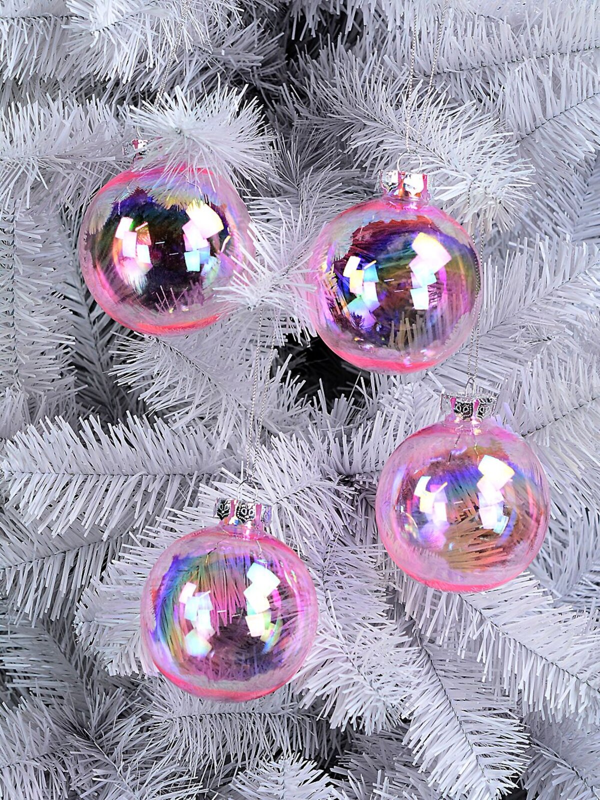 4x Lustrous Pink Tinted Statement Iridescent Soap Bubble Baubles | 80mm — image 2