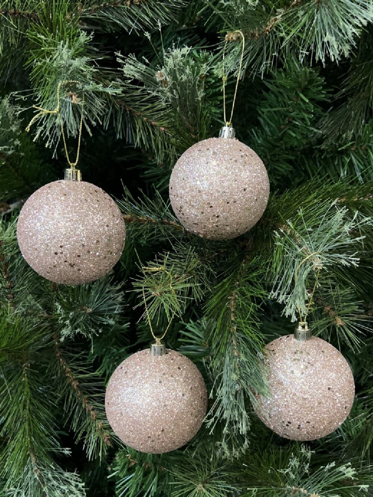 4x Lustrous Rose Gold Statement Sequin & Glitter Baubles | 80mm — image 2