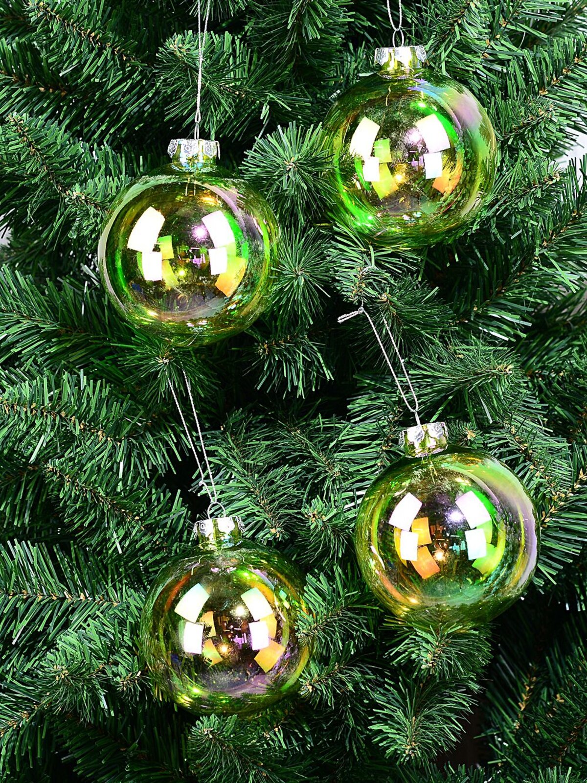 4x Radiant Iridescent Green Signature Soap Bubble Baubles | 10cm — image 2