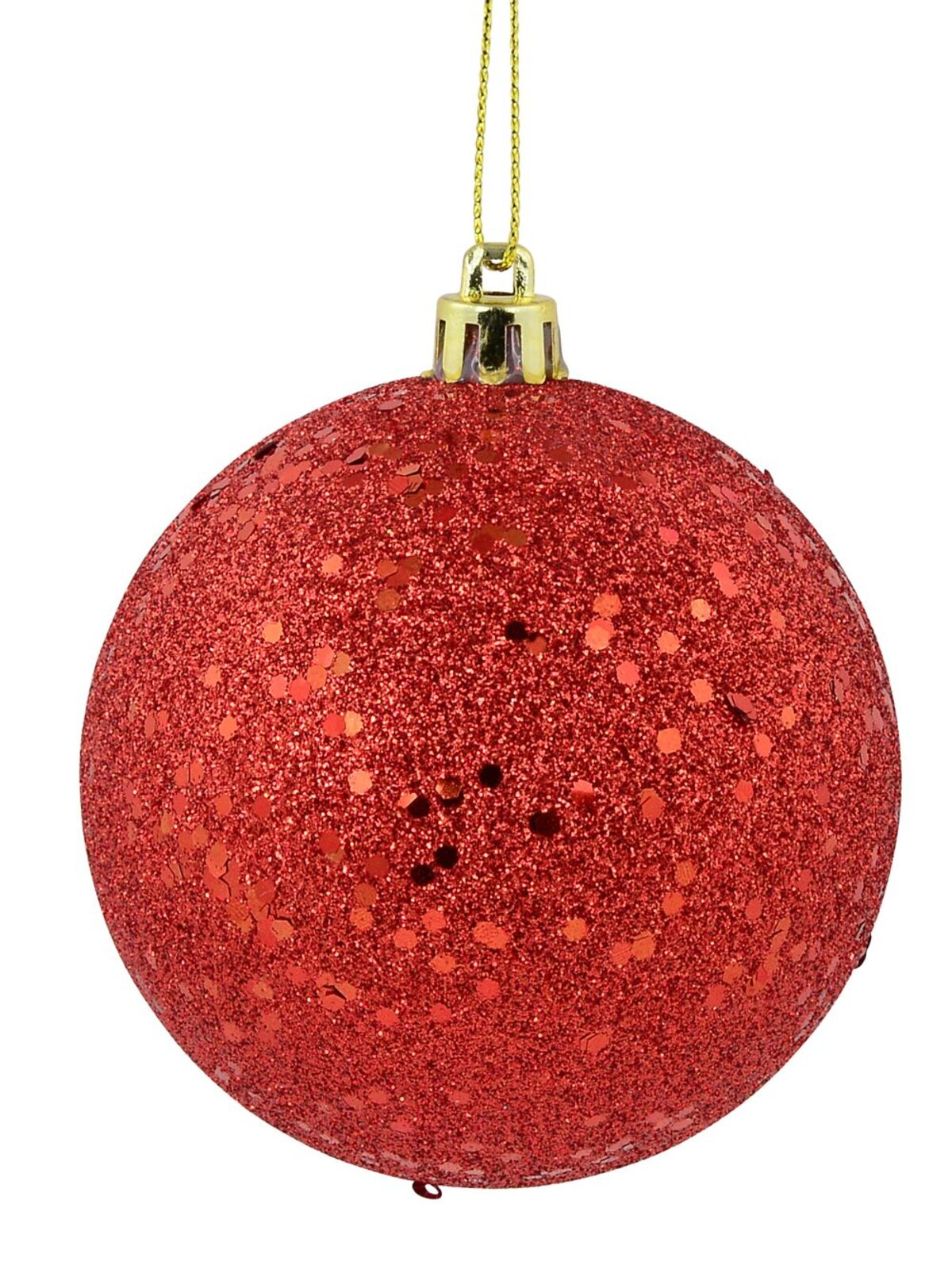 4x Radiant Red Metallic Sequin & Glitter Statement Baubles | 80mm — image 3