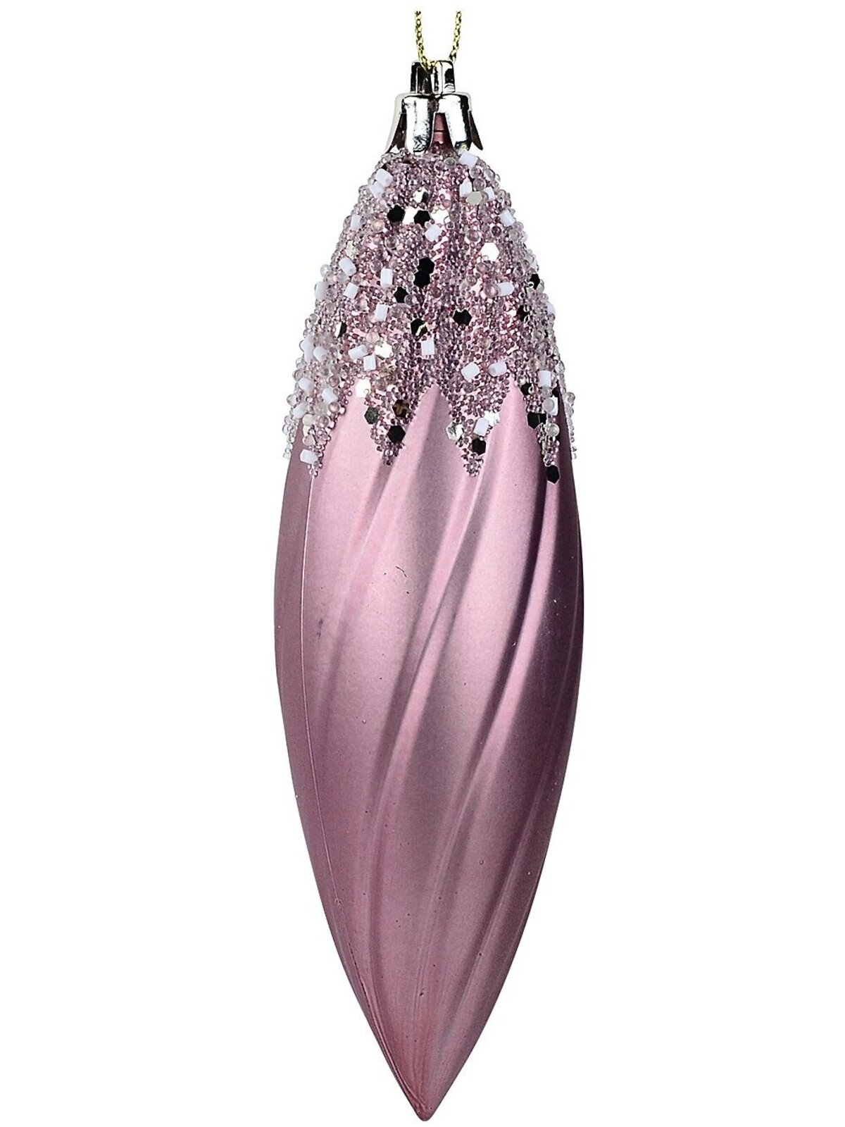 4x Rose Gold Lustrous Signature Sequin & Glitter Finial Drops | 13cm — image 4