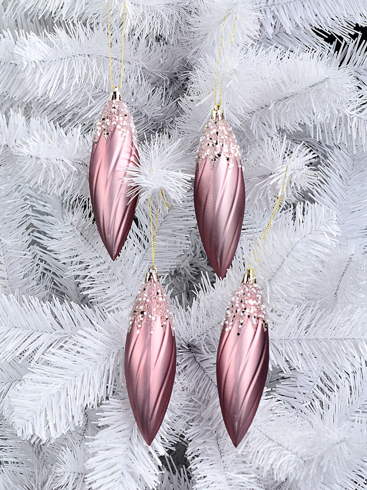 4x Rose Gold Lustrous Signature Sequin & Glitter Finial Drops | 13cm — image 2