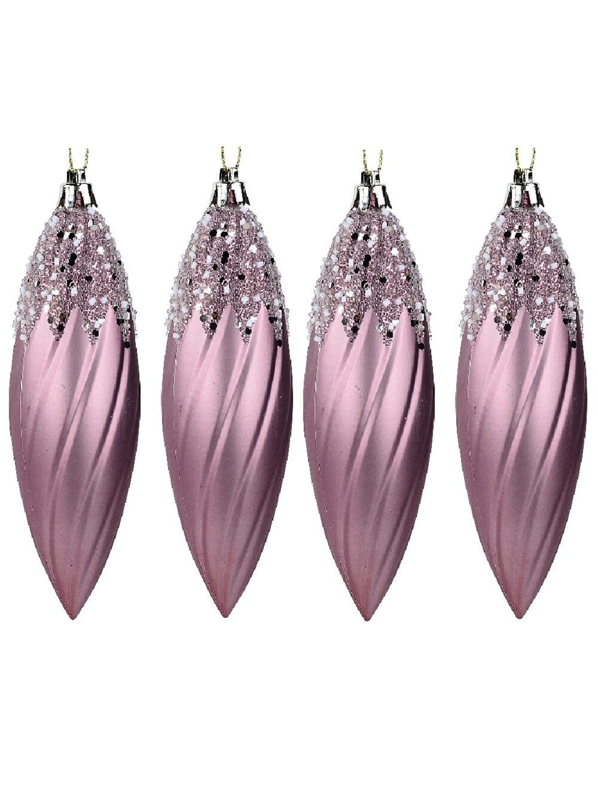 4x Rose Gold Lustrous Signature Sequin & Glitter Finial Drops | 13cm — image 3