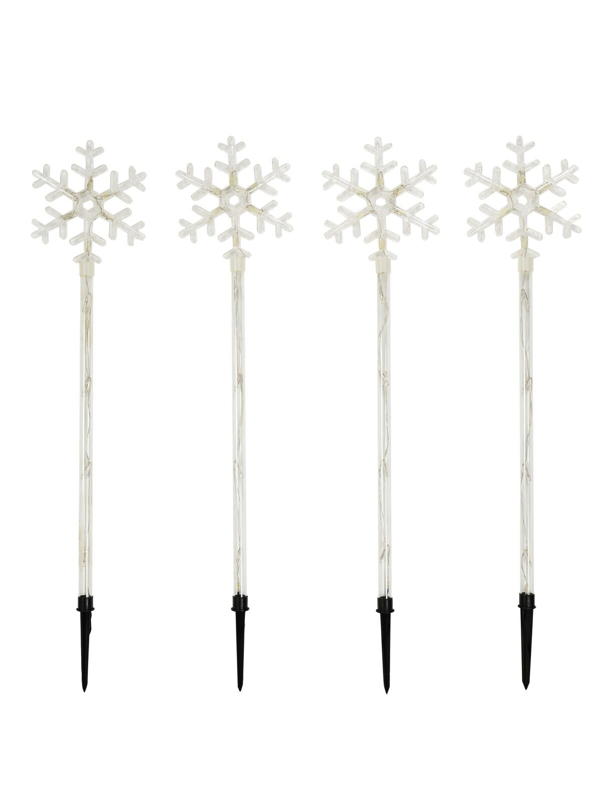 4x Solar LED Christmas Snowflake Path Lights - Blue Garden Stakes | 67cm — image 3